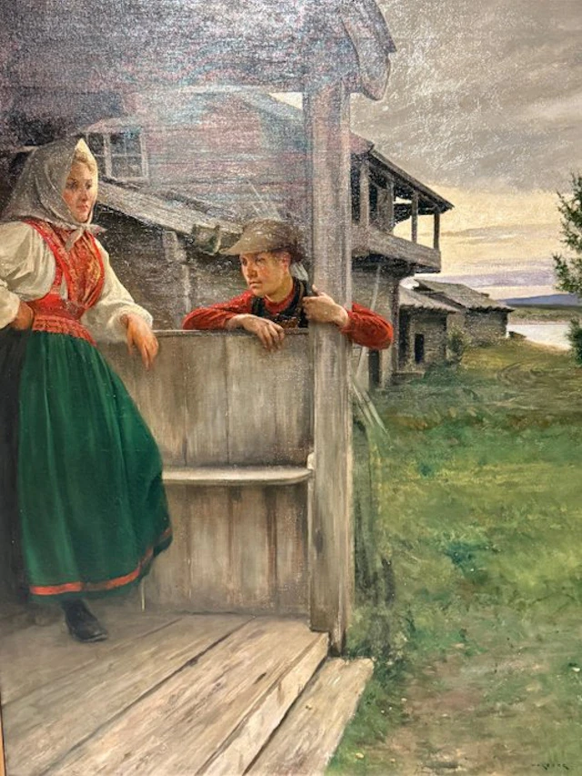 August Hagborg (1852-1921) - A Stolen Glance in Dalarna