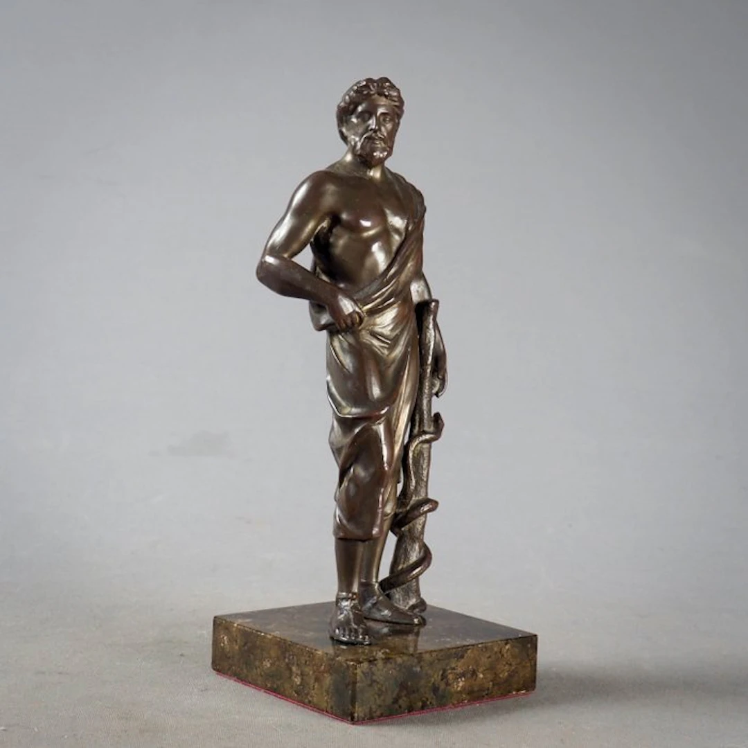 Figurine - Asclepius (Aesculapius) - Grieks-Romeinse god geneeskunde - Marble