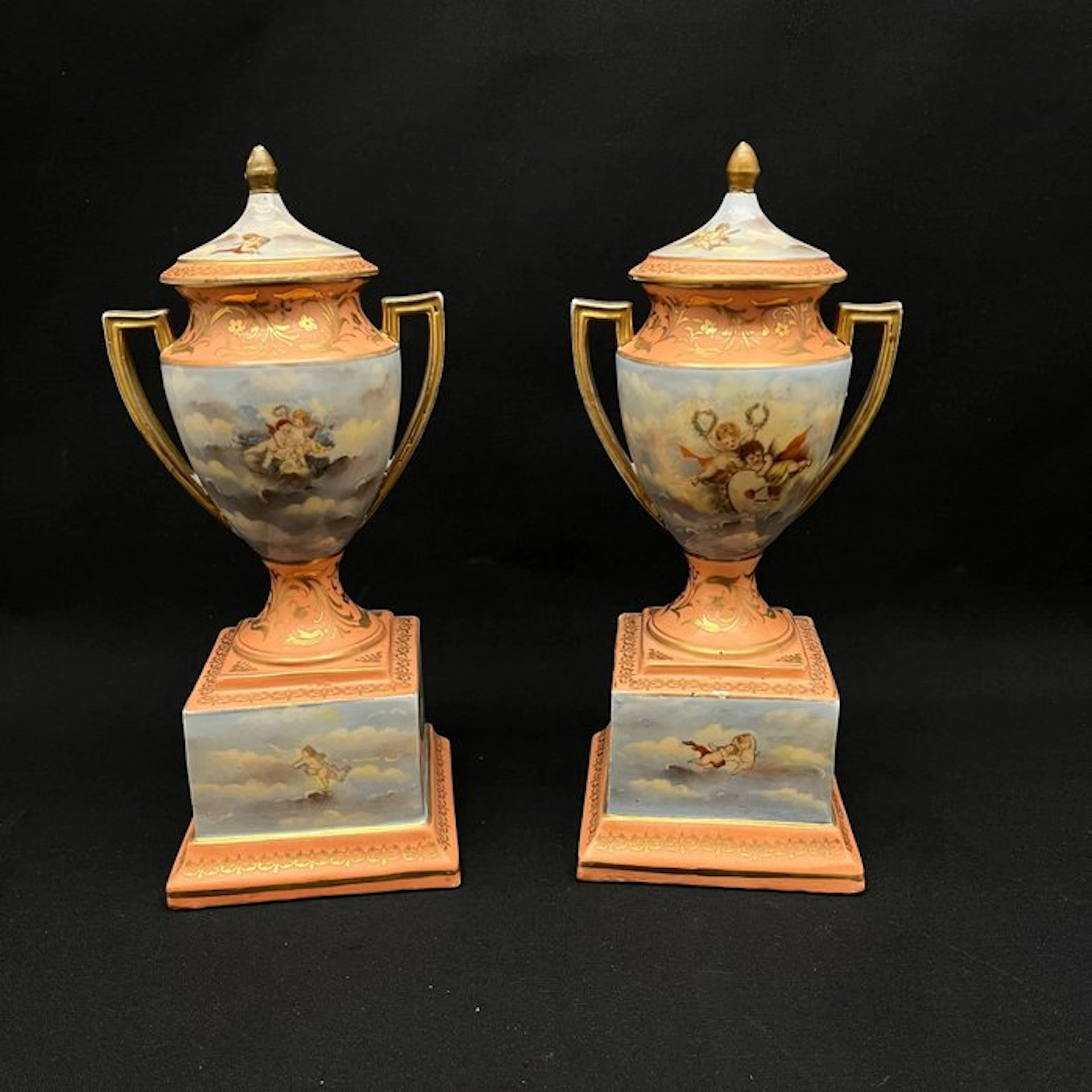 Vase - Ceramic - Pair of amphorae