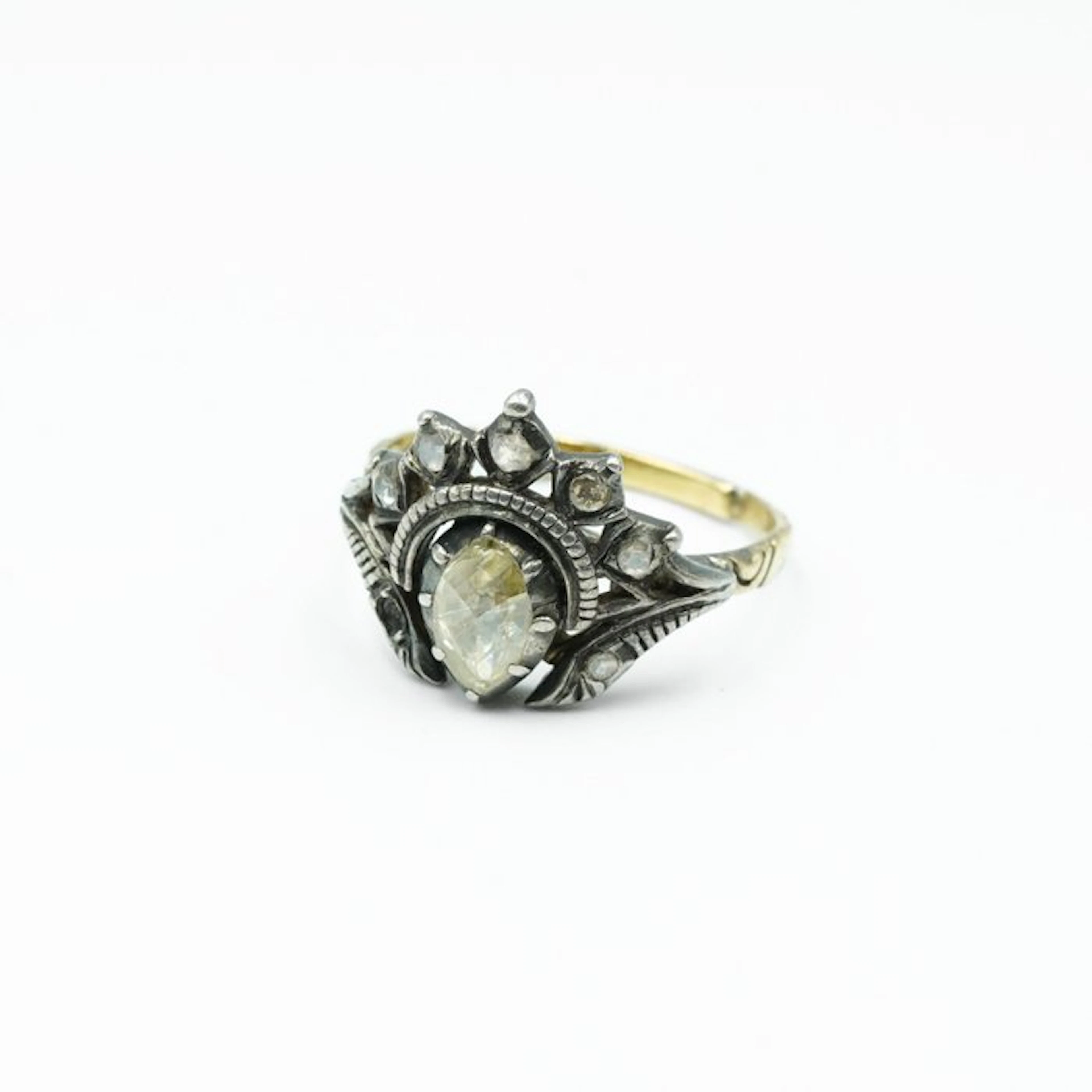 Ring - 14 kt. Yellow gold, Silver