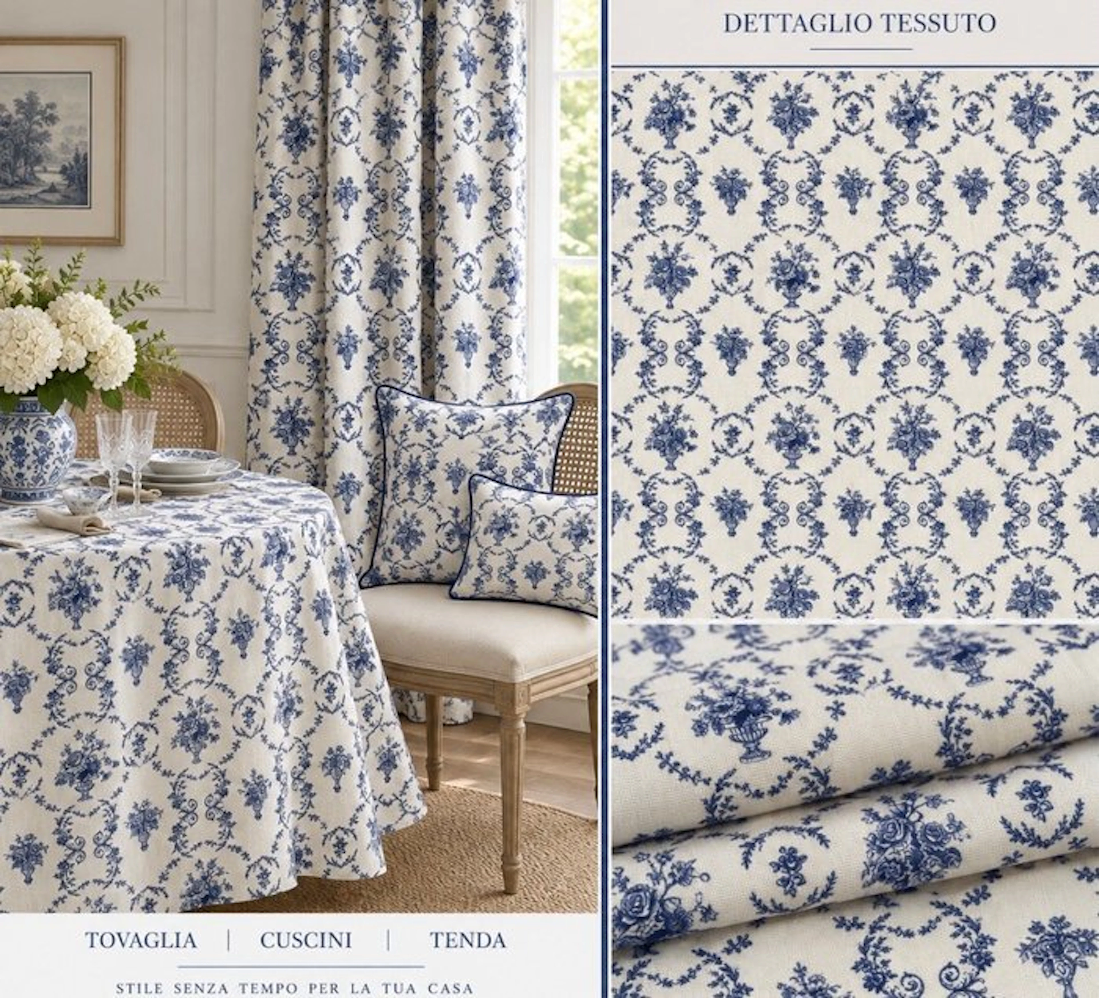 1710★Prestigious and exclusive fabric in Toile de Jouy style