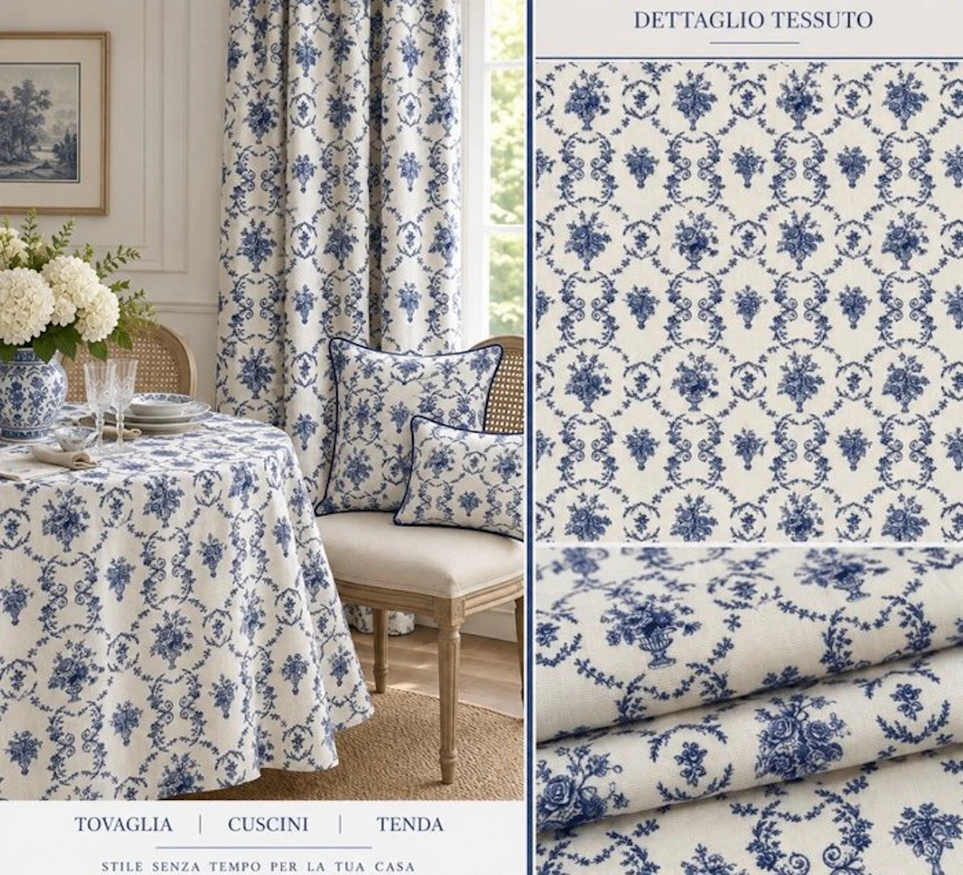 1710★Prestigious and exclusive fabric in Toile de Jouy style