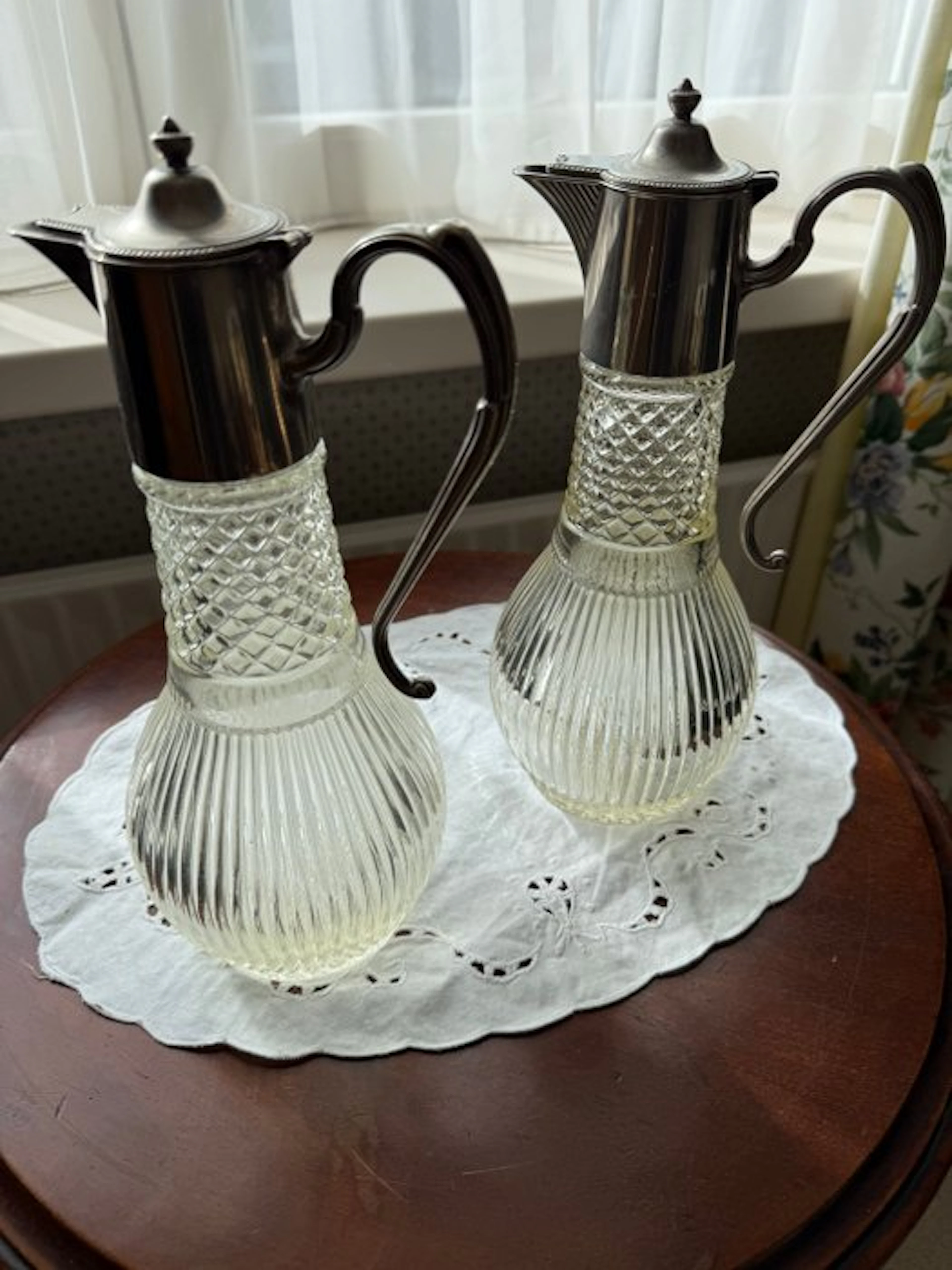 Carafe (2) - Glass, Silverplated