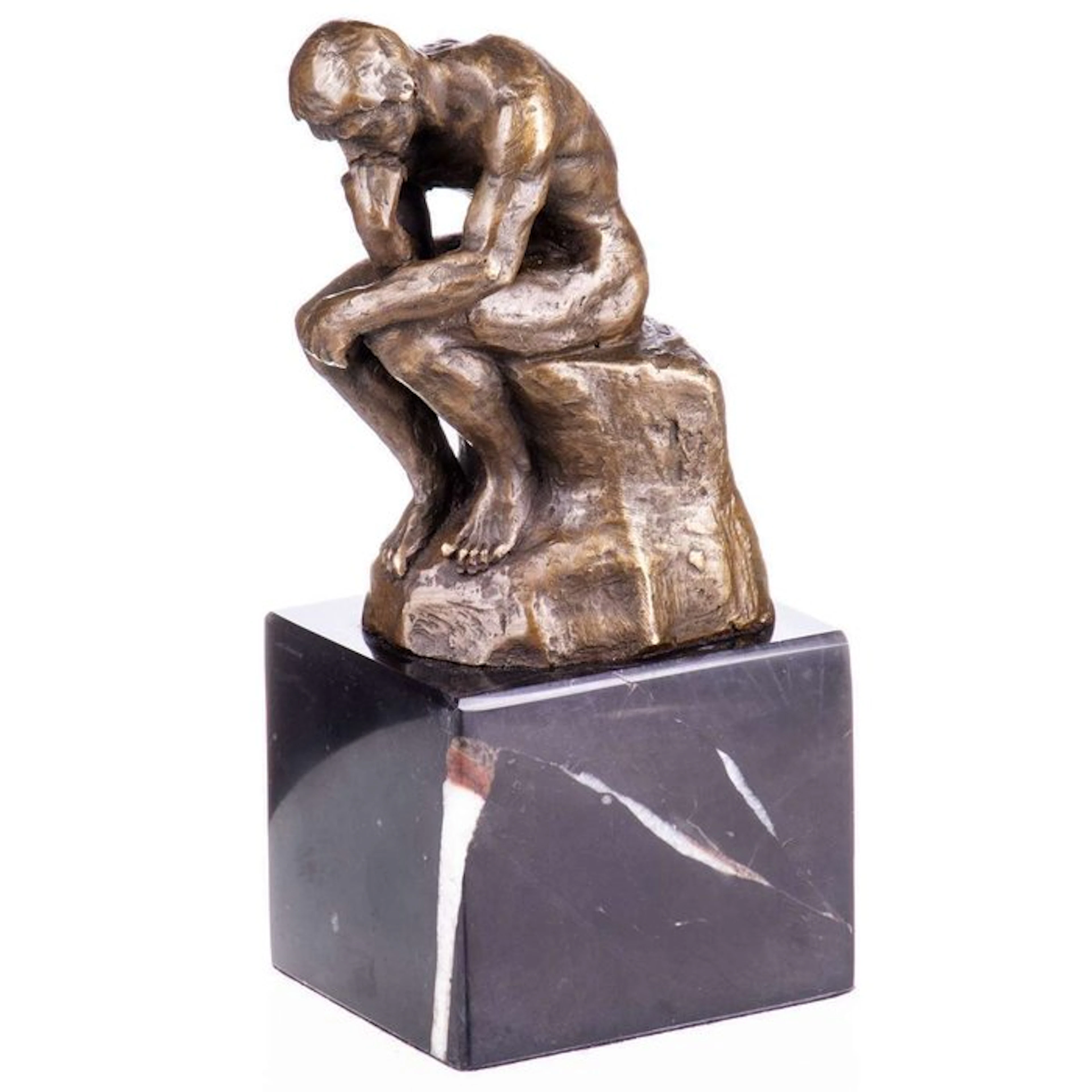Figure - Bronzefigur "Der Denker" nach Rodin - Bronze, Marble
