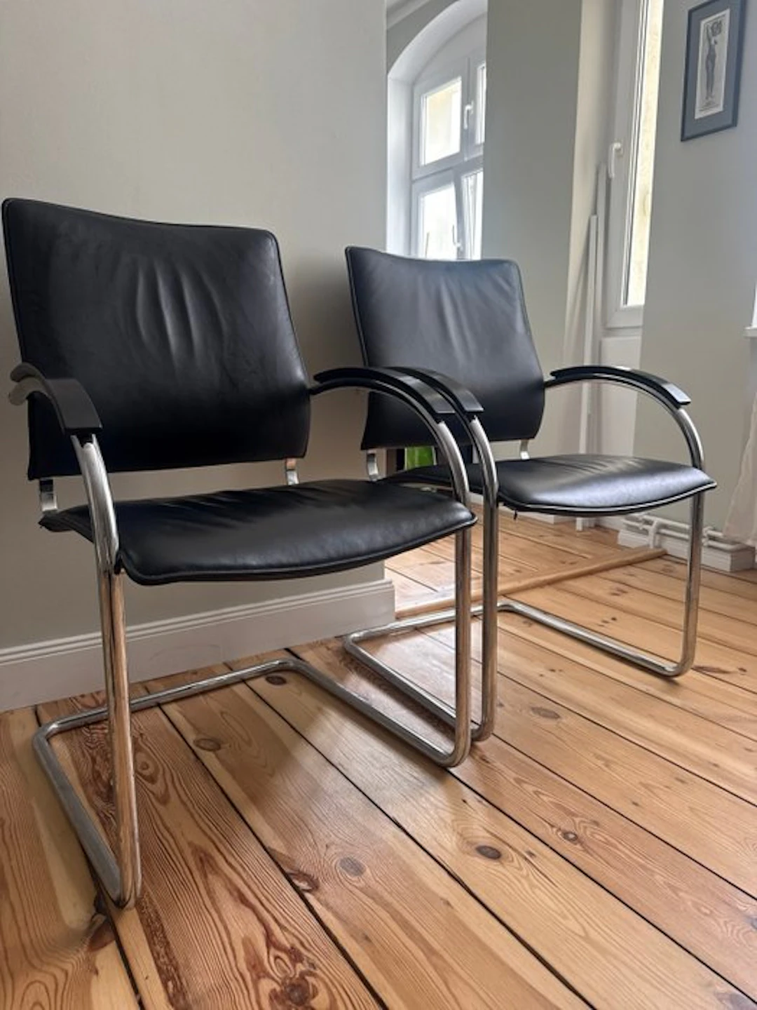 Thonet - Chair (2) - S78-S79 - Leather, Steel - Vintage Bauhaus classics