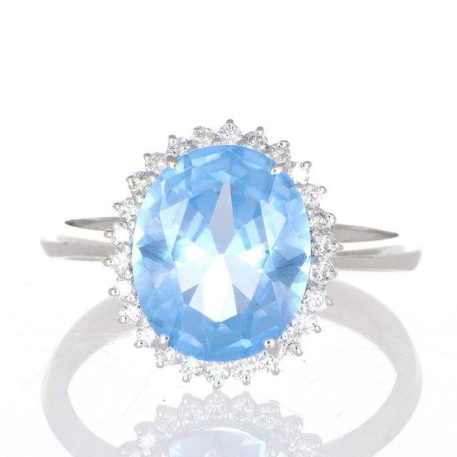 No reserve price - Ring - 18 kt. White gold Topaz - Diamond