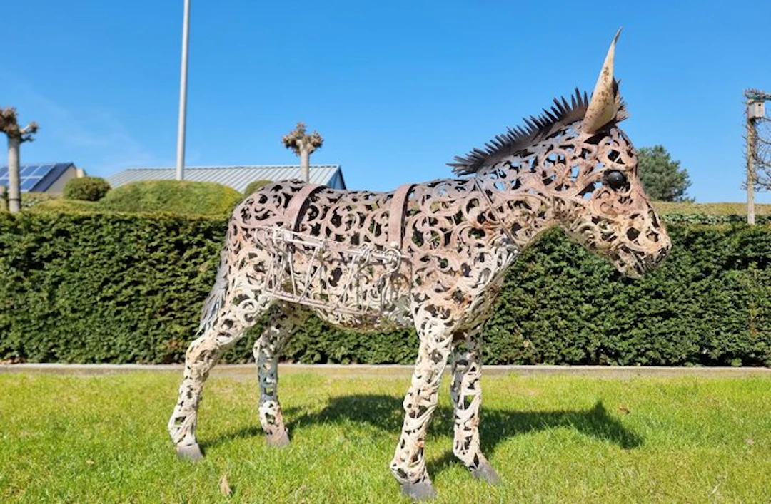 Large donkey flower basket - Figurine - Ezel - Iron
