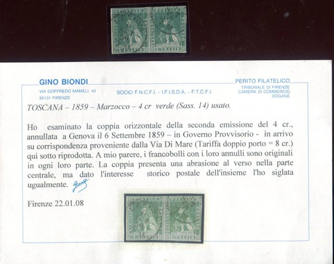 Italian Ancient States - Tuscany 1857 - Use of the Grand...