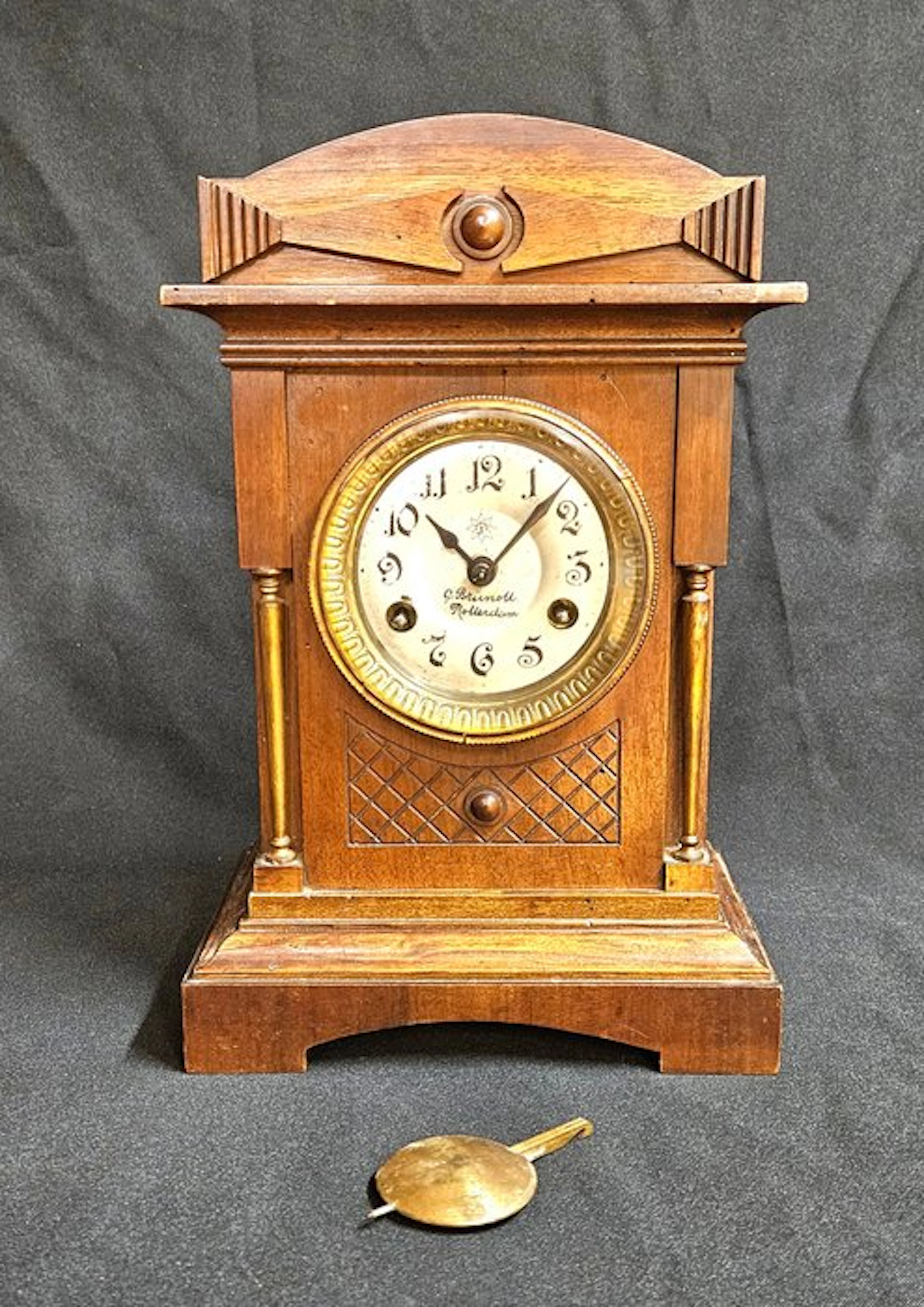 Desk clock - Junghans / G. Brunott - Wood, Brass, Glass - 1900-1910