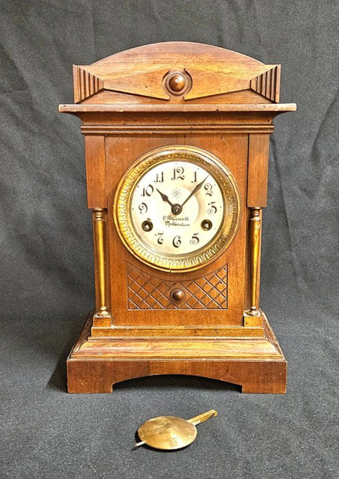 Desk clock - Junghans / G. Brunott - Wood, Brass, Glass - 1900-1910