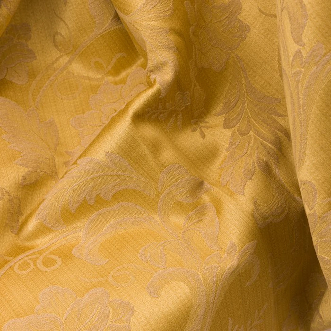 BA132 - Elegant Gold Damask Jacquard Fabric - Upholstery...