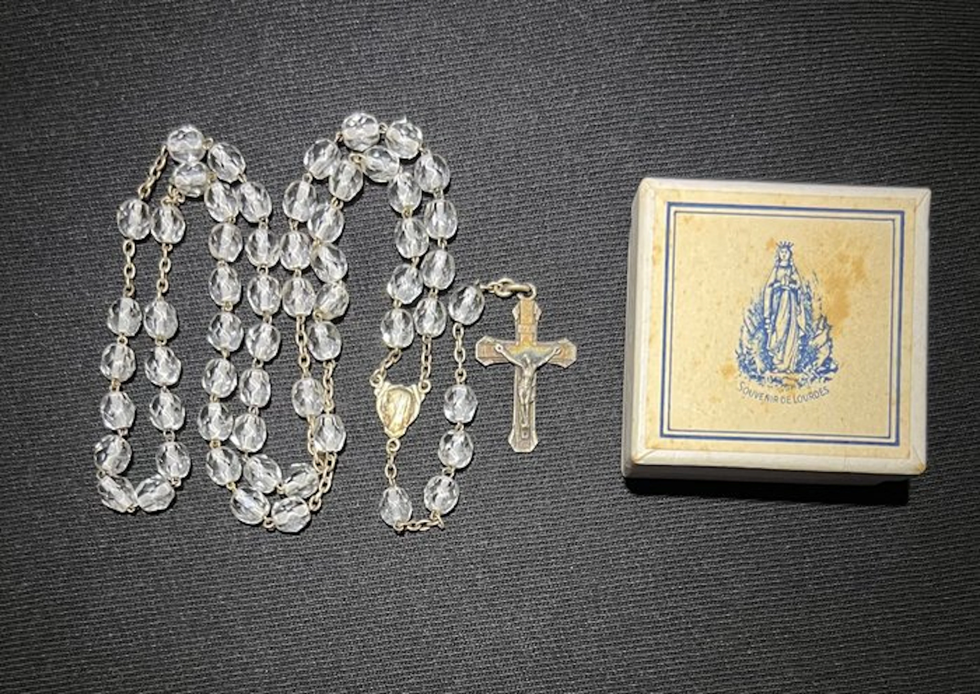 Rosary - .800 silver - 1940-1950 - Cristal