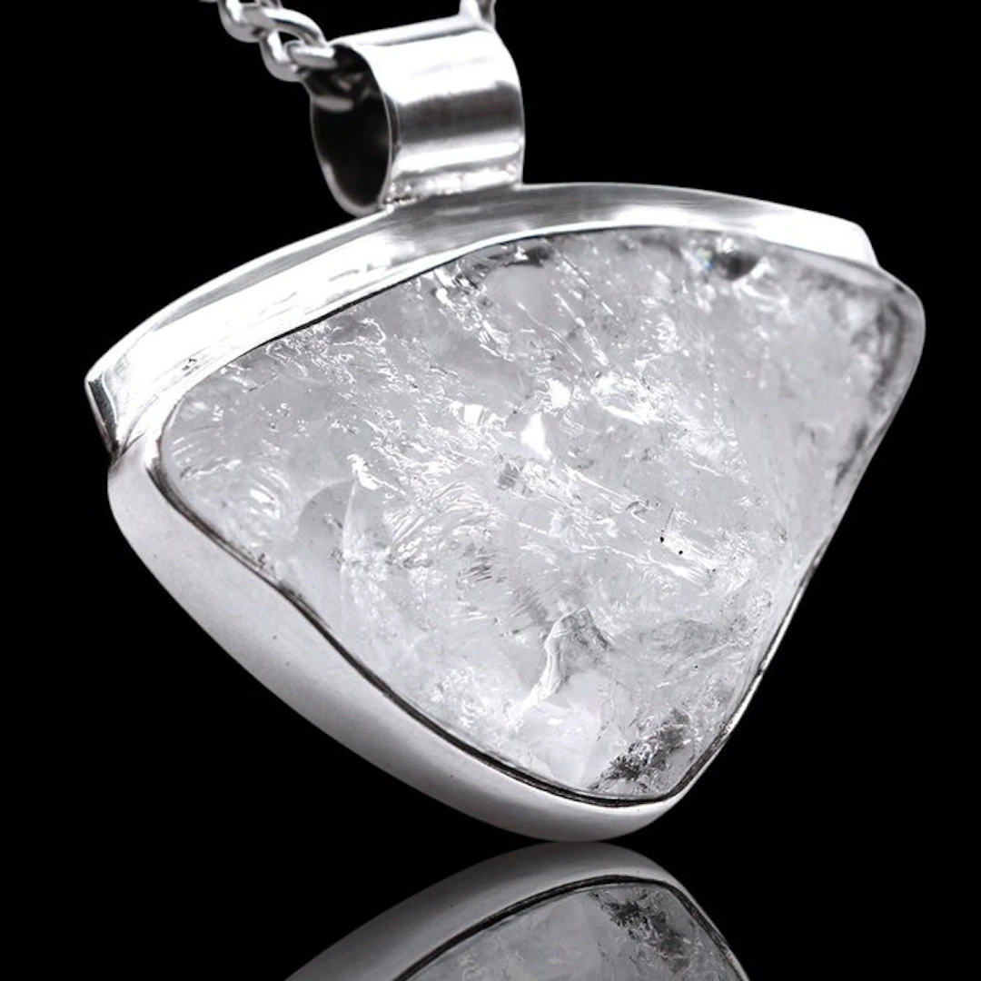 Natural Rock Crystal Pendant – Sterling Silver – Raw...