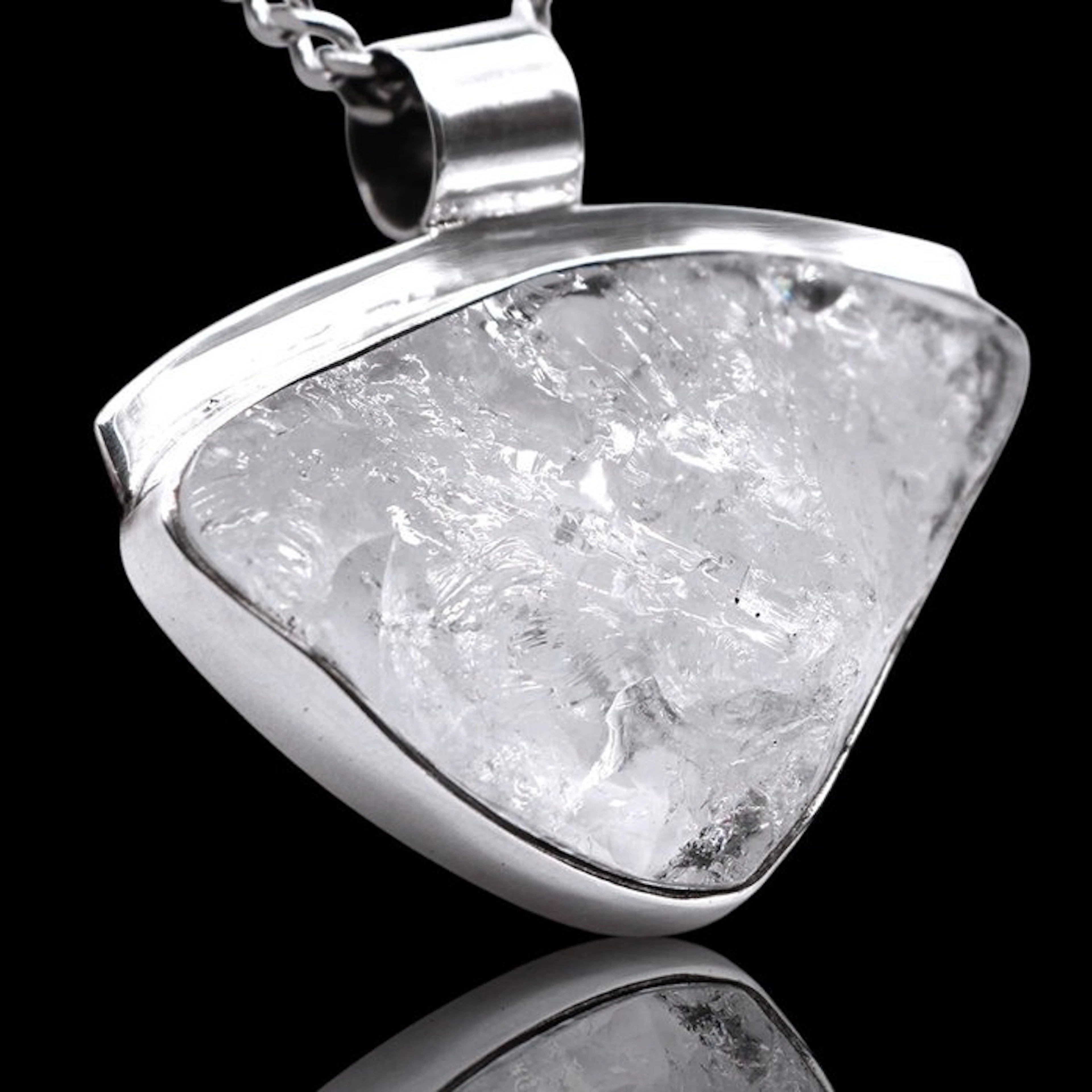 Natural Rock Crystal Pendant – Sterling Silver – Raw...
