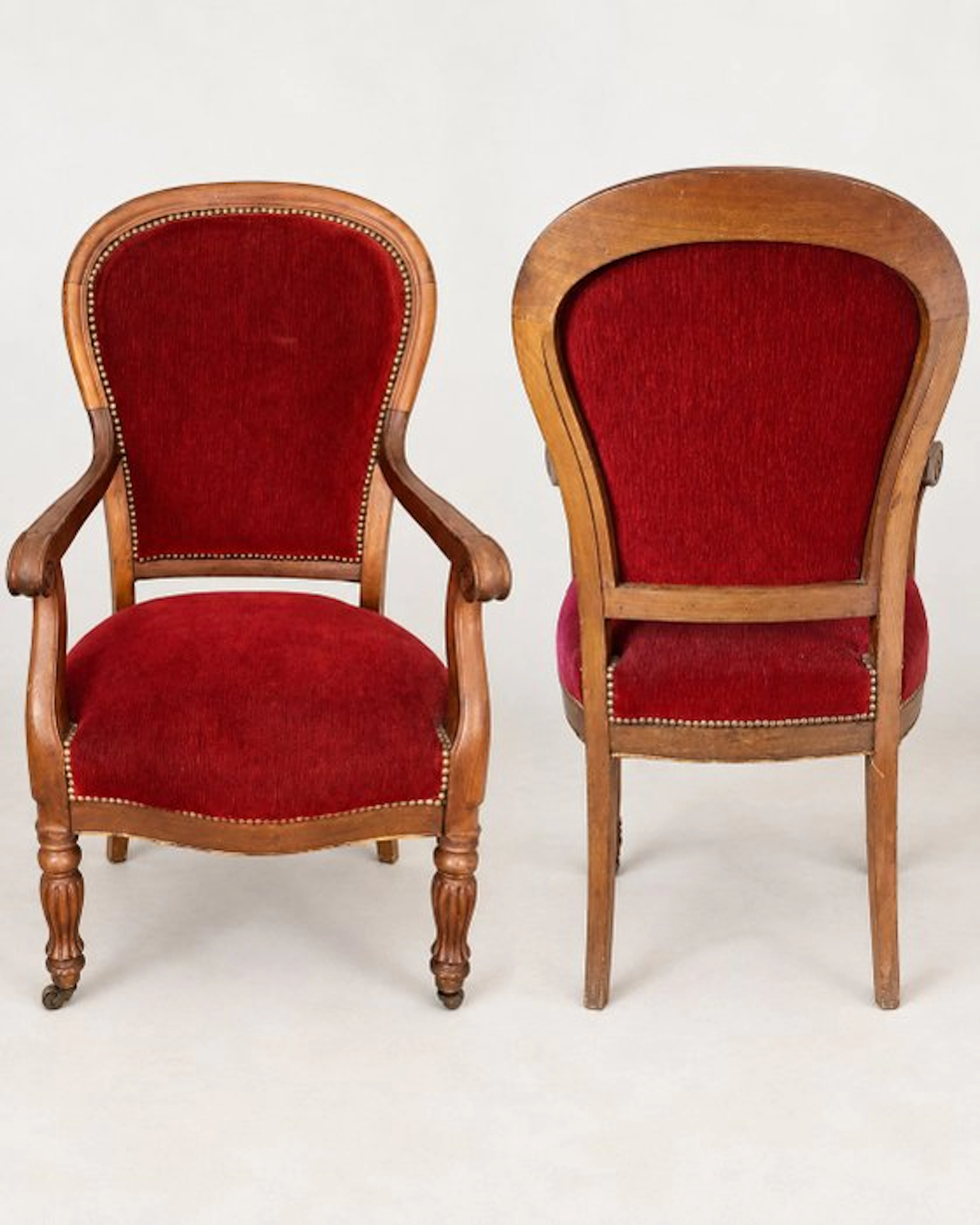 Louis-Philippe - 1910-1930 - Armchair - Velvet, Walnut - Napoléon III style