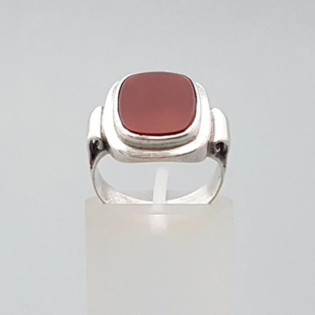 Silver, Art Deco, carnelian signet ring - Ring