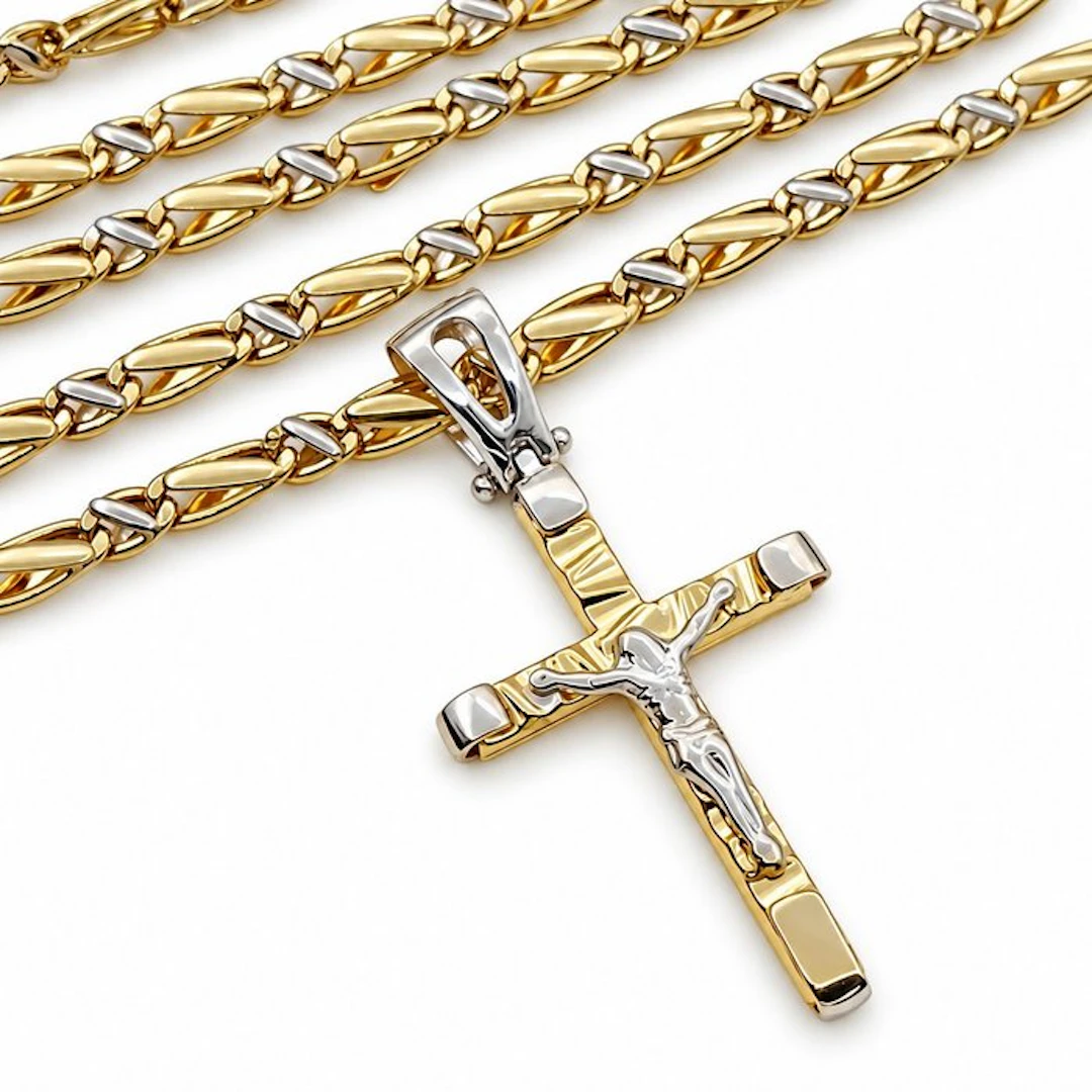 Necklace with pendant - 18 kt. Yellow gold, White gold - Made in Italy - CERINI