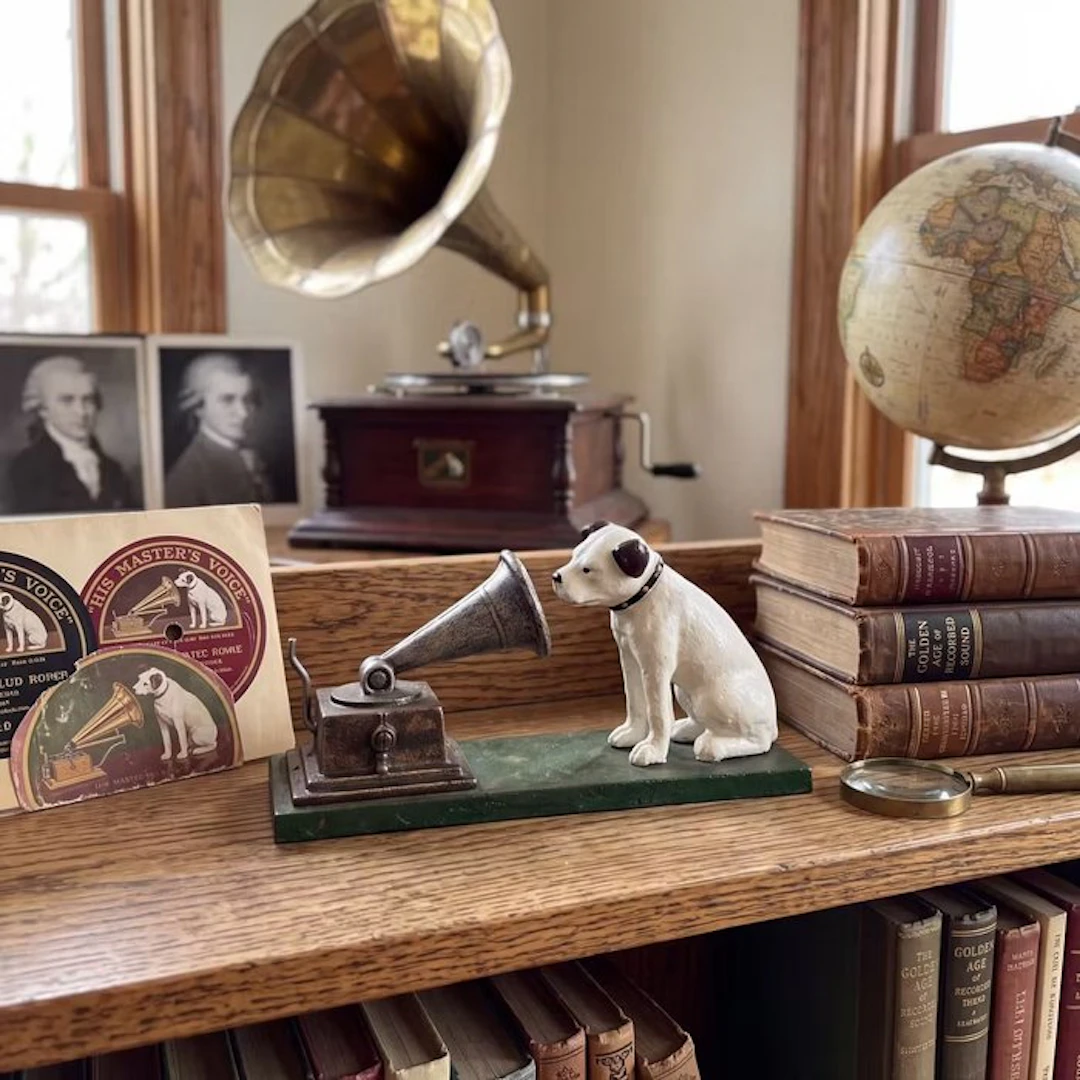 Sculpture, “His Masters Voice” Nipper voor Grammofoon - 12.5 cm - cast iron