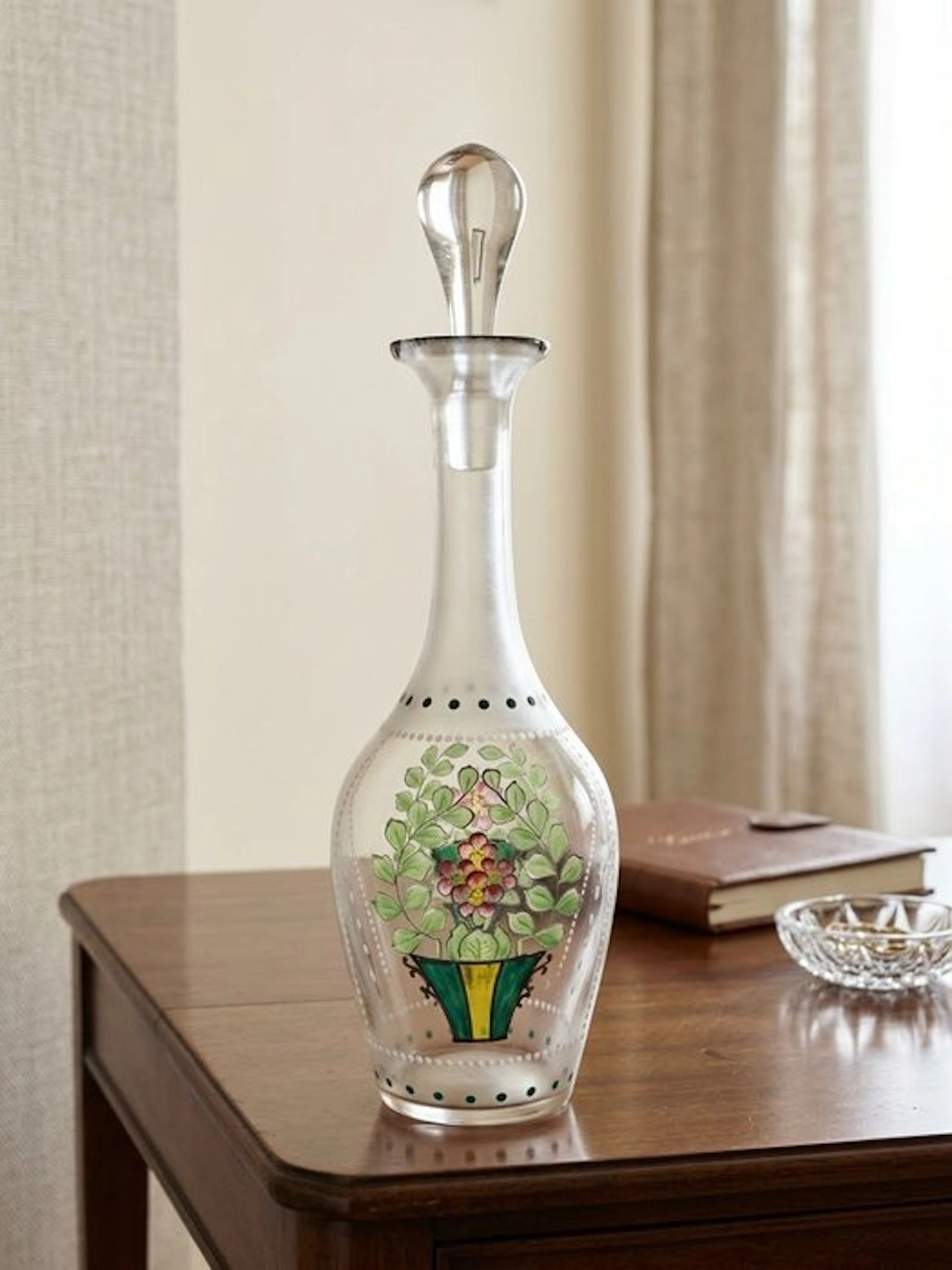 Bottle - Antique Bottle - Satin-Transparent - Hand-painted decanter