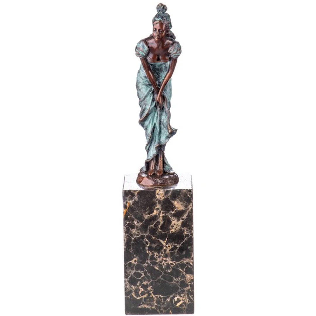 Figure - Grün Patinierte Bronzefigur Frau mit Rock NO Reserve Price - Bronze