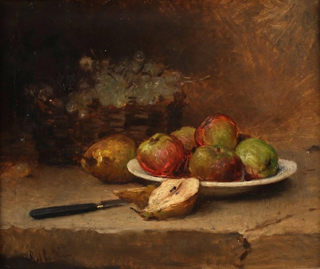 René Chrétien (1867-1945) - Nature morte aux pommes et aux raisins