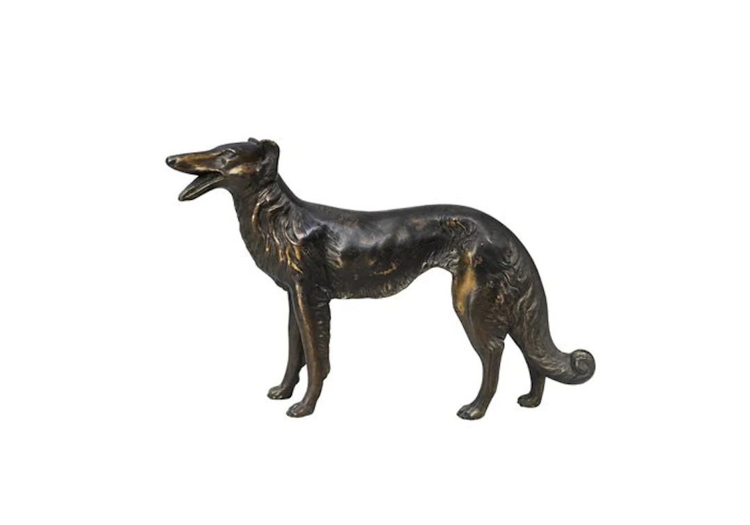 Sculpture, Borzoi - 19 cm - Patinated Metal
