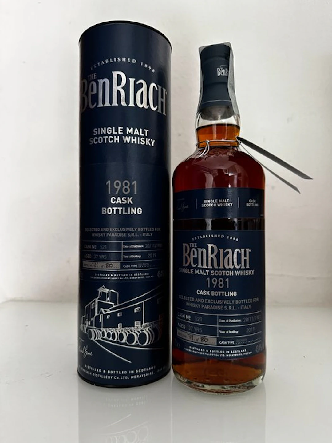 Benriach 1981 37 years old Cask no. 521 for Whisky Paradise - b. 2019 - 70cl
