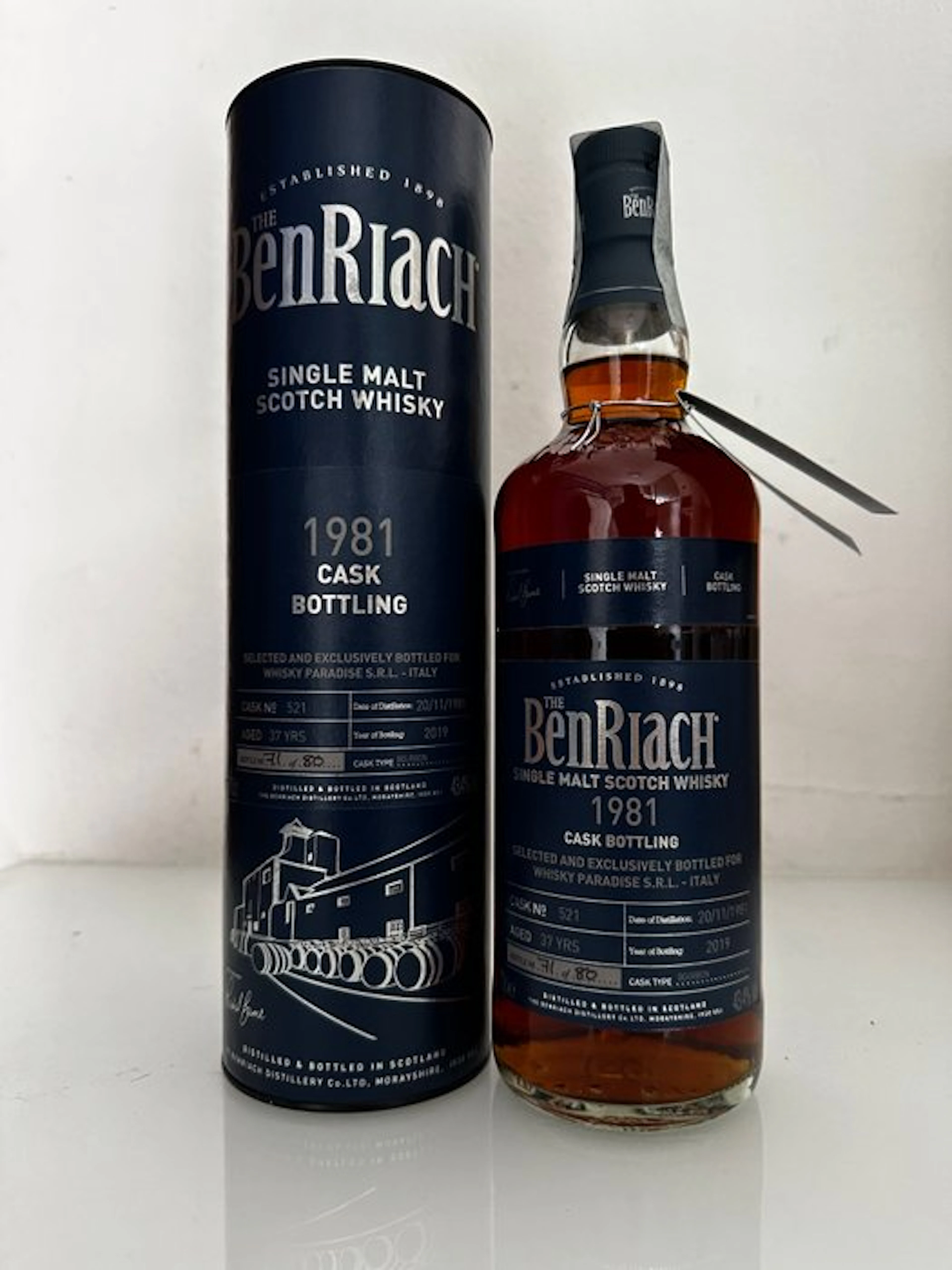 Benriach 1981 37 years old Cask no. 521 for Whisky Paradise - b. 2019 - 70cl