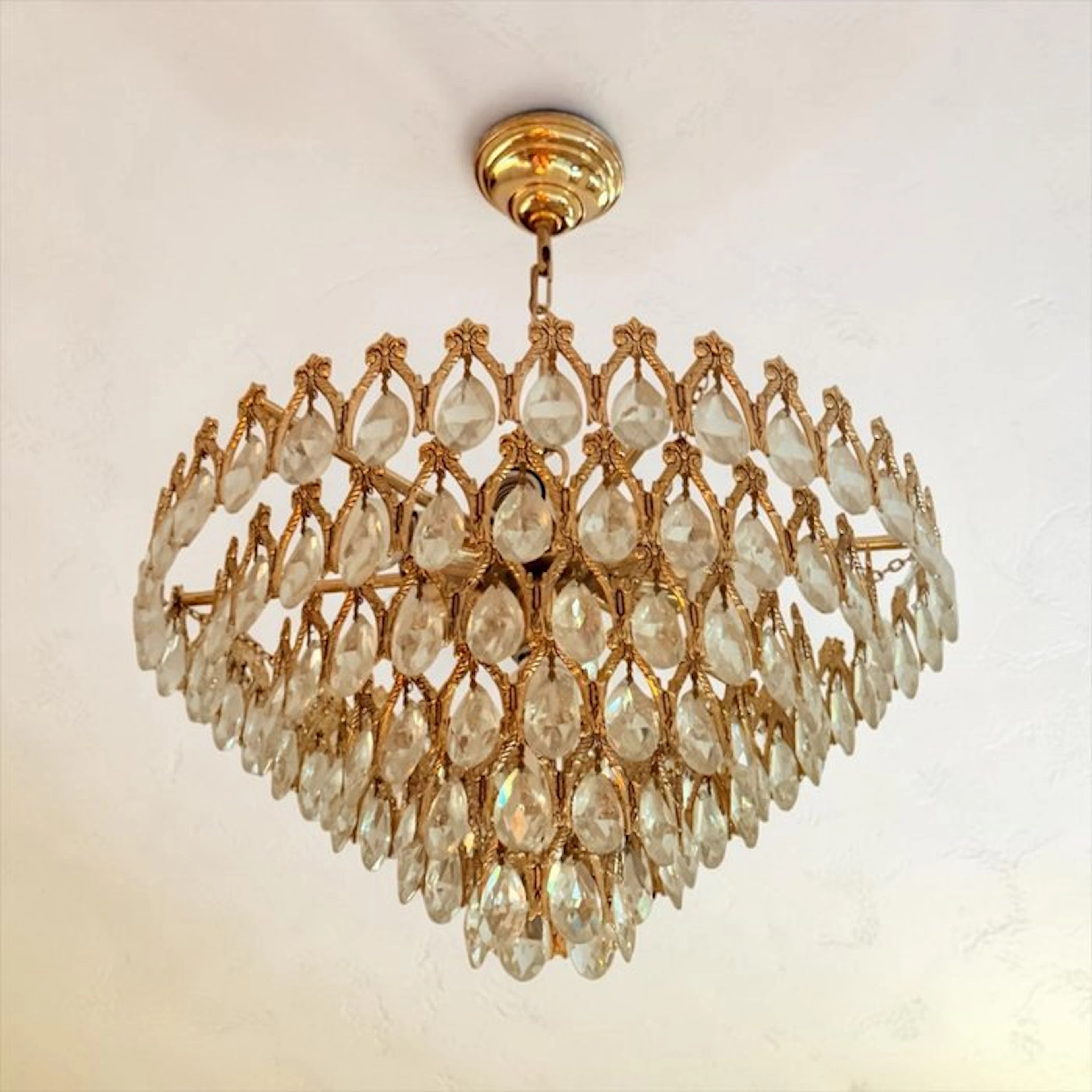 Hanging lamp - Brass, Crystal - Tear Spider