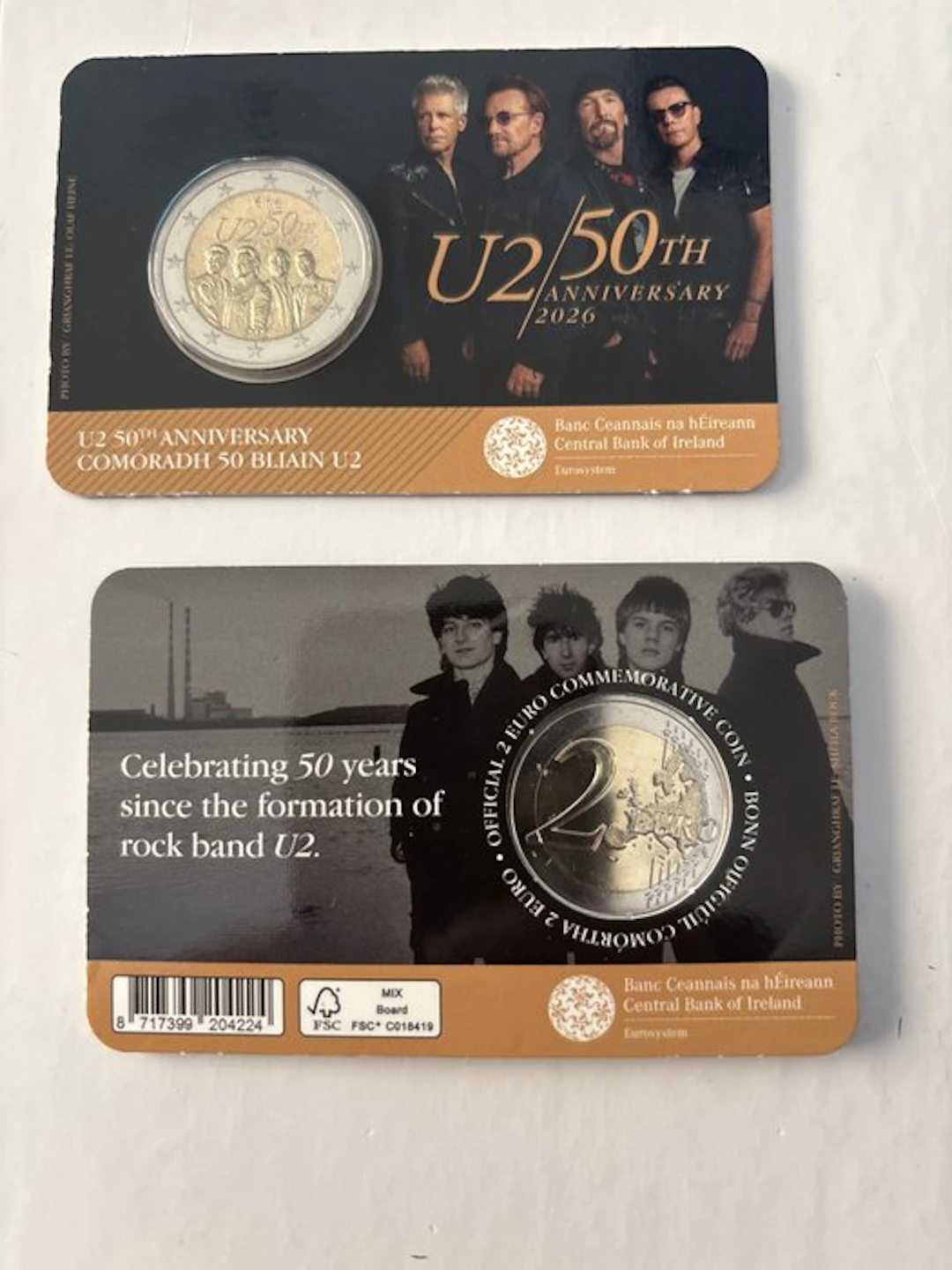 Ireland. 2 Euro 2026 "U2" (2 coincards) (No reserve price)