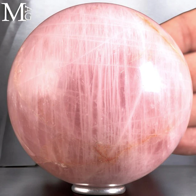 Polished Rose Quartz Sphere Carved Sphere - Rich Pink...