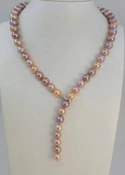 No reserve price - Necklace 8x10mm Multi Edison Freshwater Pearls
