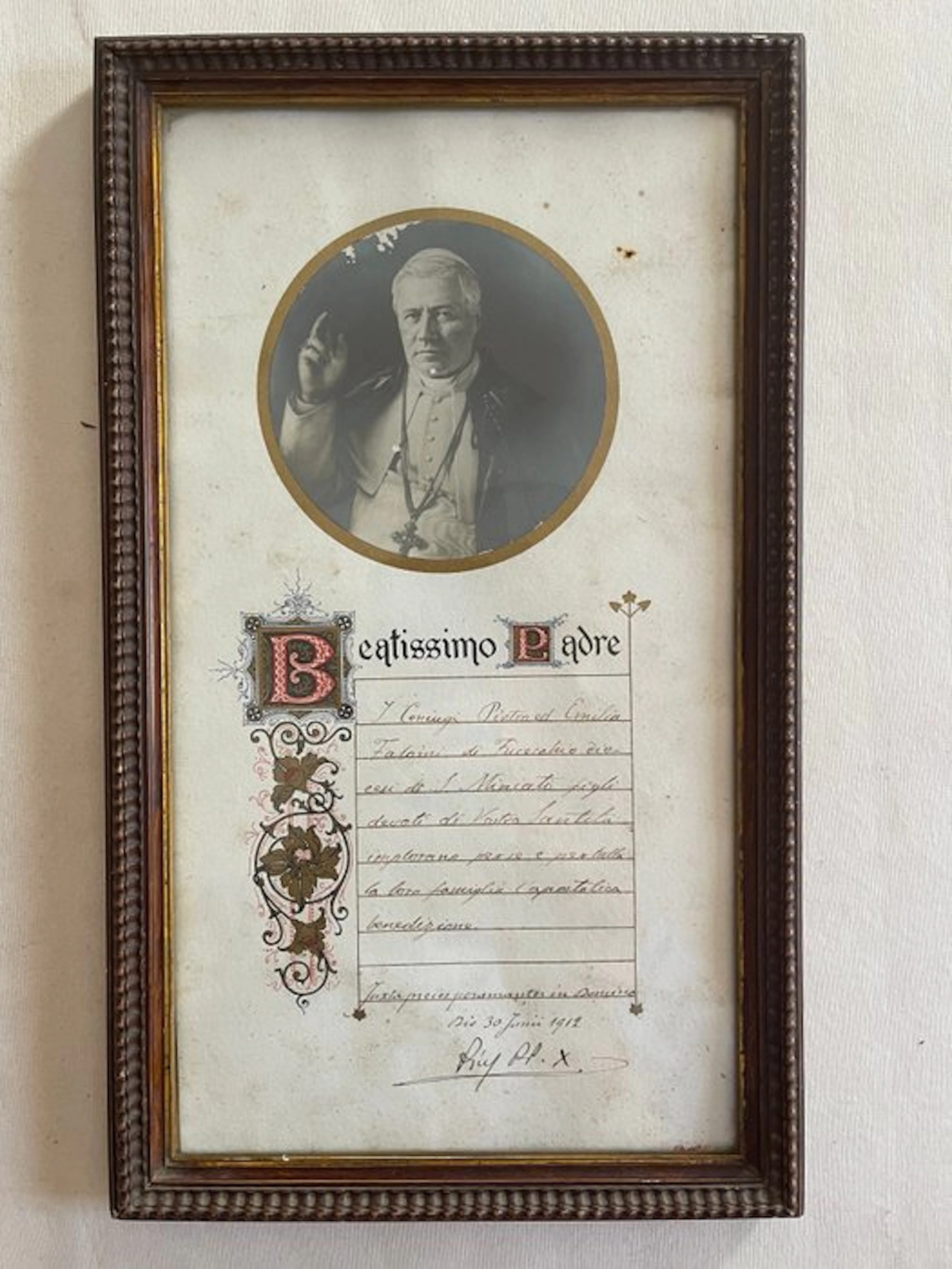 Saint Pie X, pape - Belle bénédiction avec signature autographe - 1912