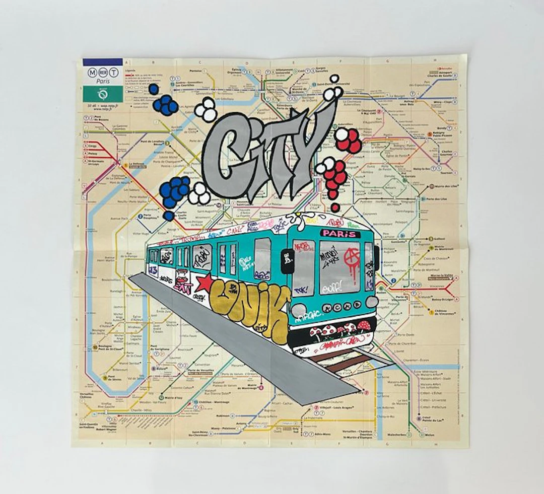 eR.B. - Street Art " City " sur plan metro de Paris
