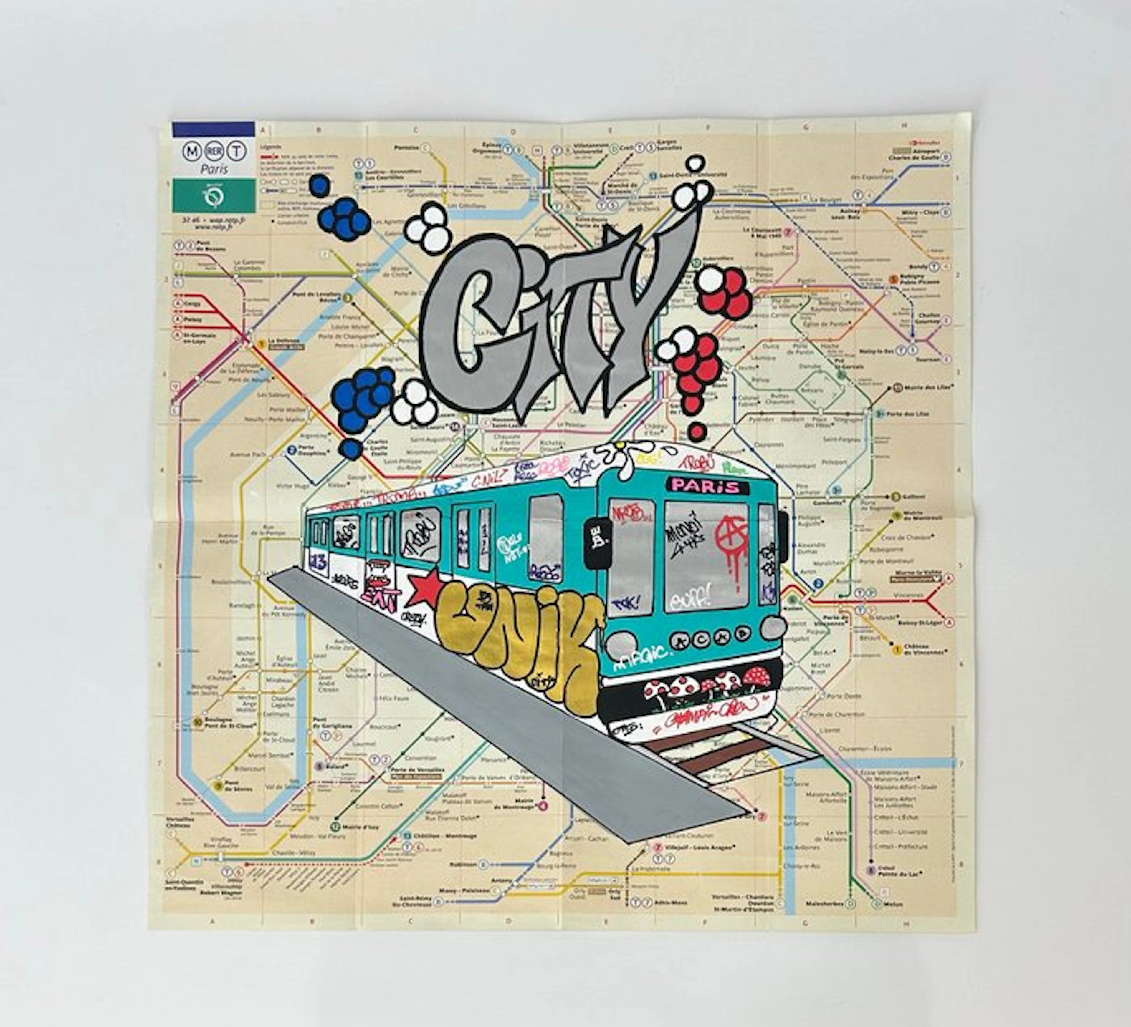 eR.B. - Street Art " City " sur plan metro de Paris