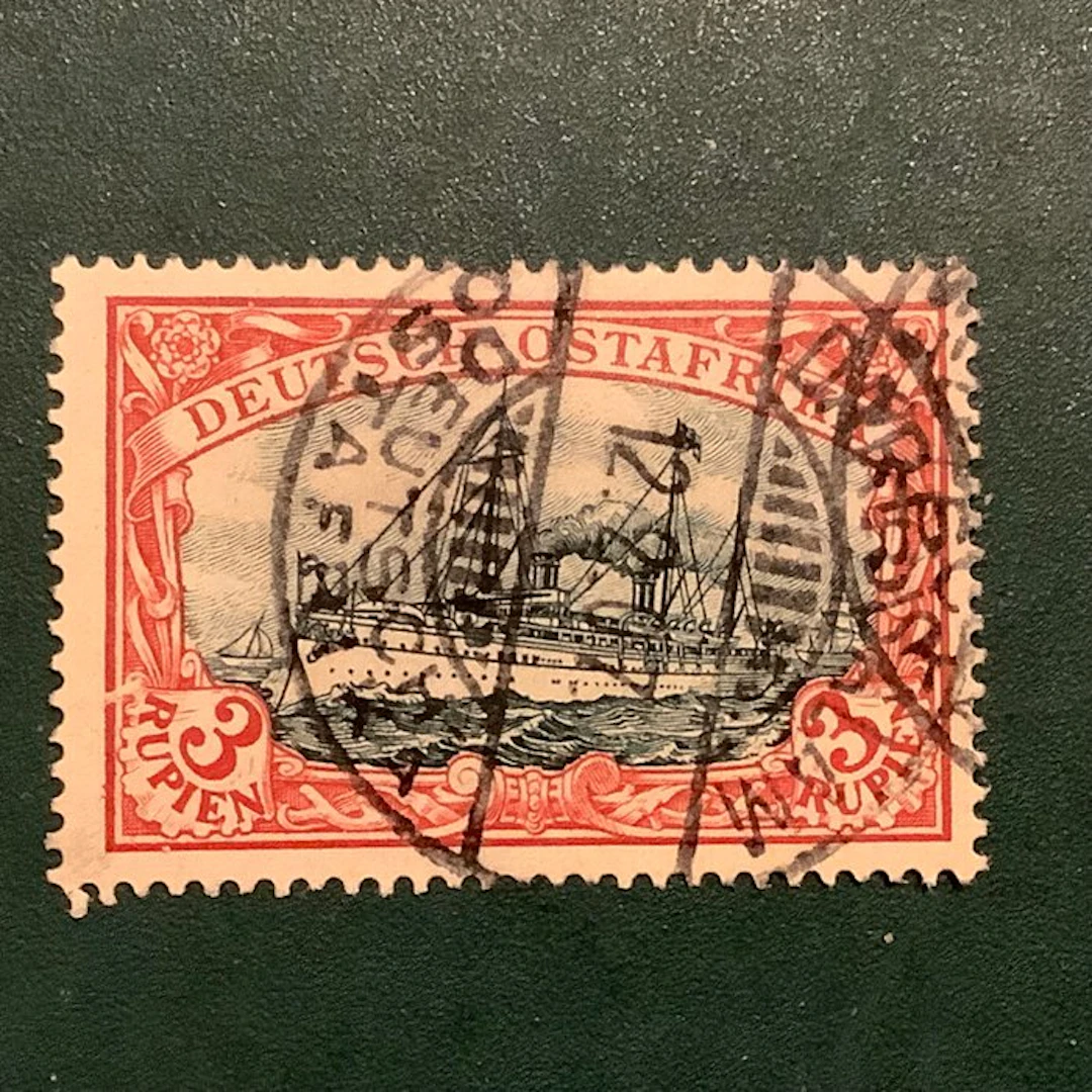 German Colonies - East Africa 1901 - 3 Rupees sailing yacht - Michel 21
