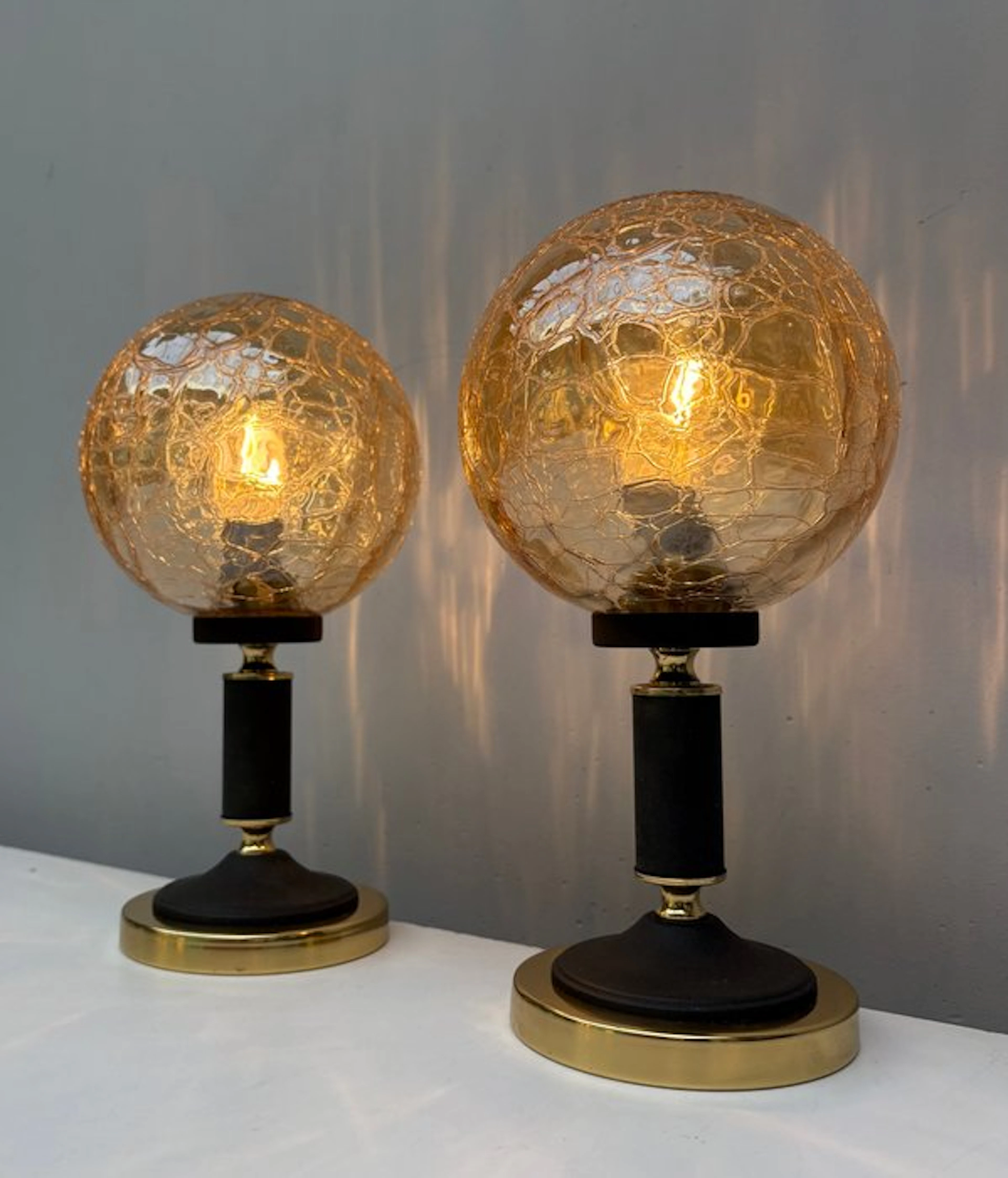 Sölken Leuchten - Table lamp (2) - Brass, Glass - Two table lamps