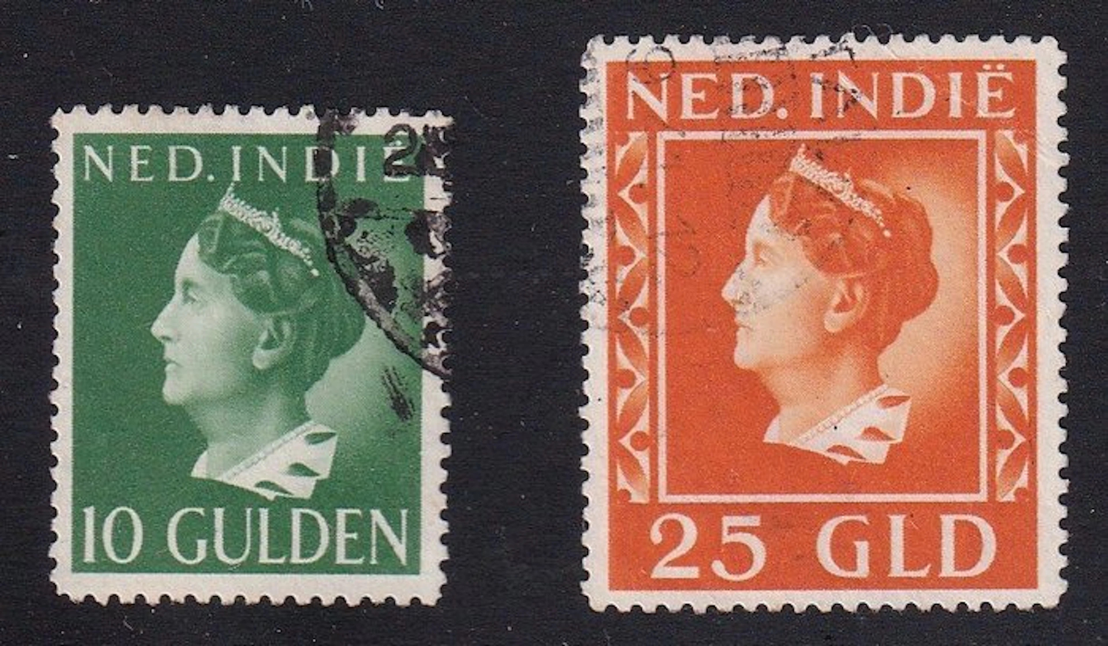 Dutch East Indies 1941 - Wilhelmina 10 Gld and 25 Gld - NVPH 288 en 289
