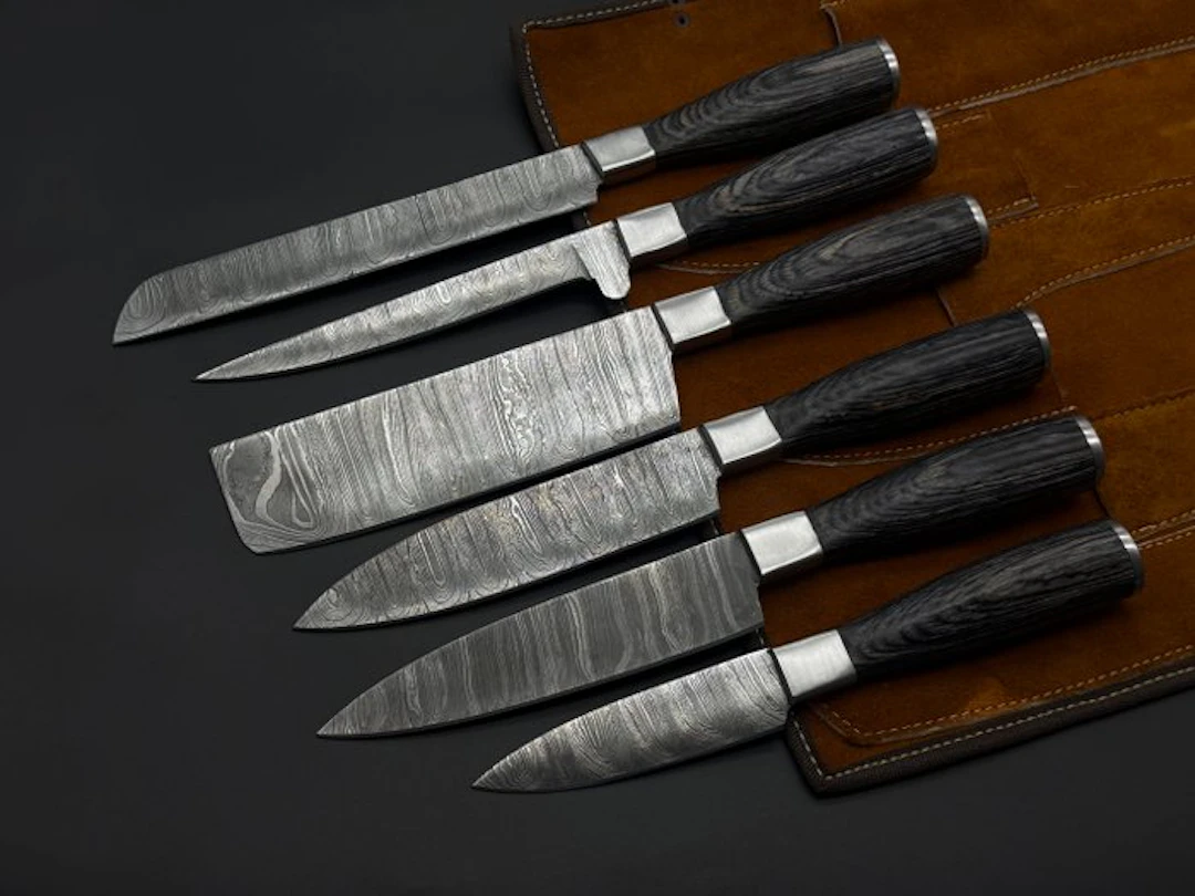 Japanese Style Kitchen Knife SET With Leather BAG...