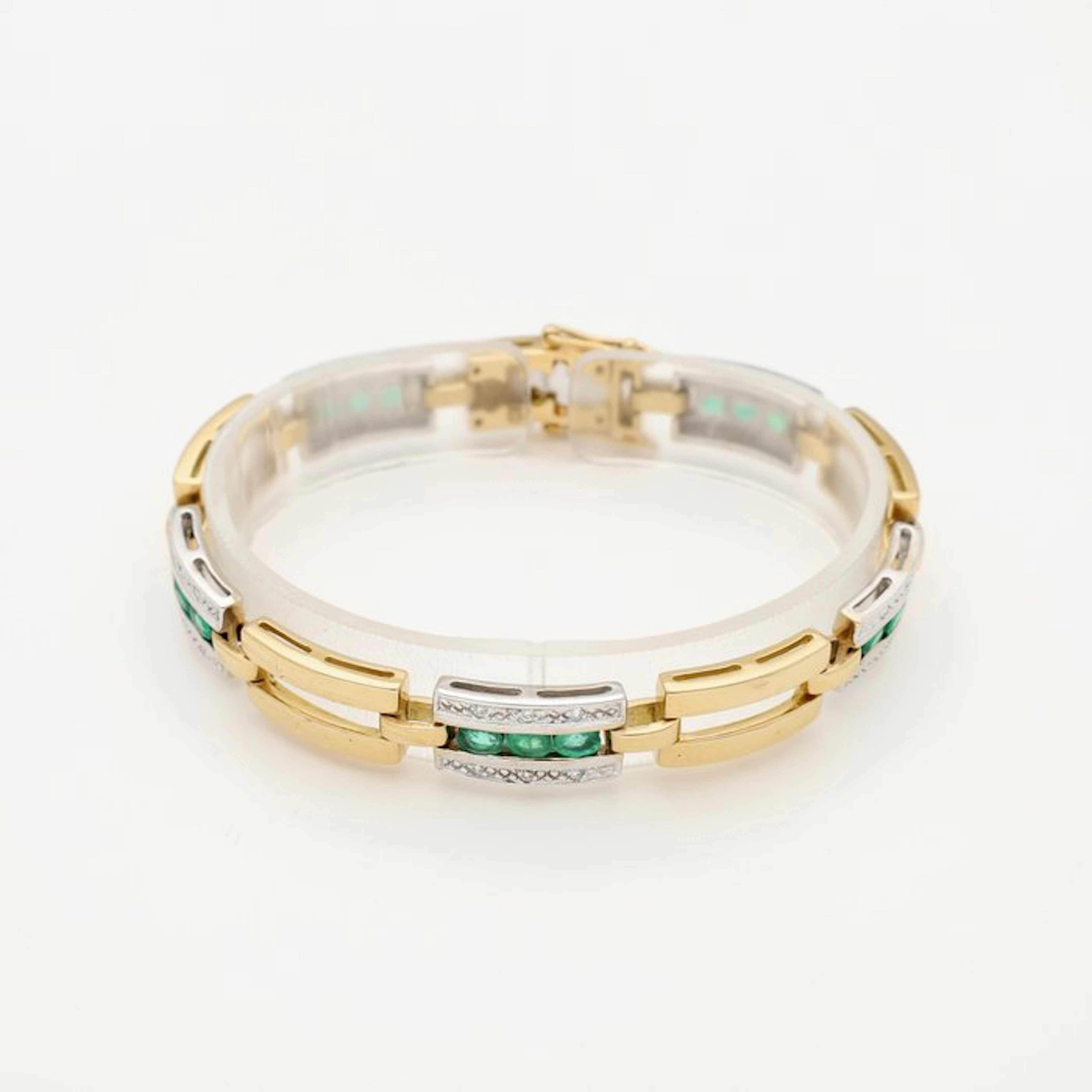 Bracelet - 18 kt. Yellow gold, White gold Emerald - Diamond