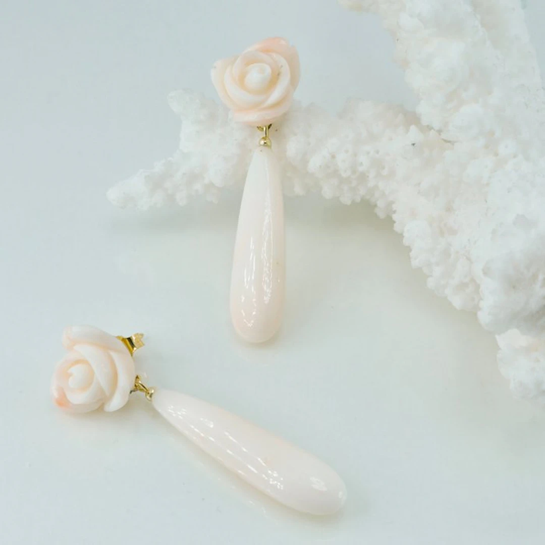 Coral - Silver, Gold-plated - Earrings - PINK CORAL