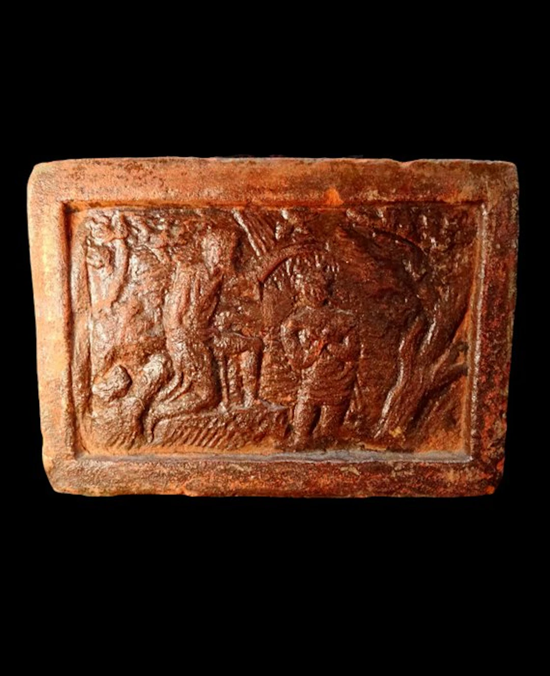 Medieval - Renaissance relief tile - The Baptism of Christ - 16th century.