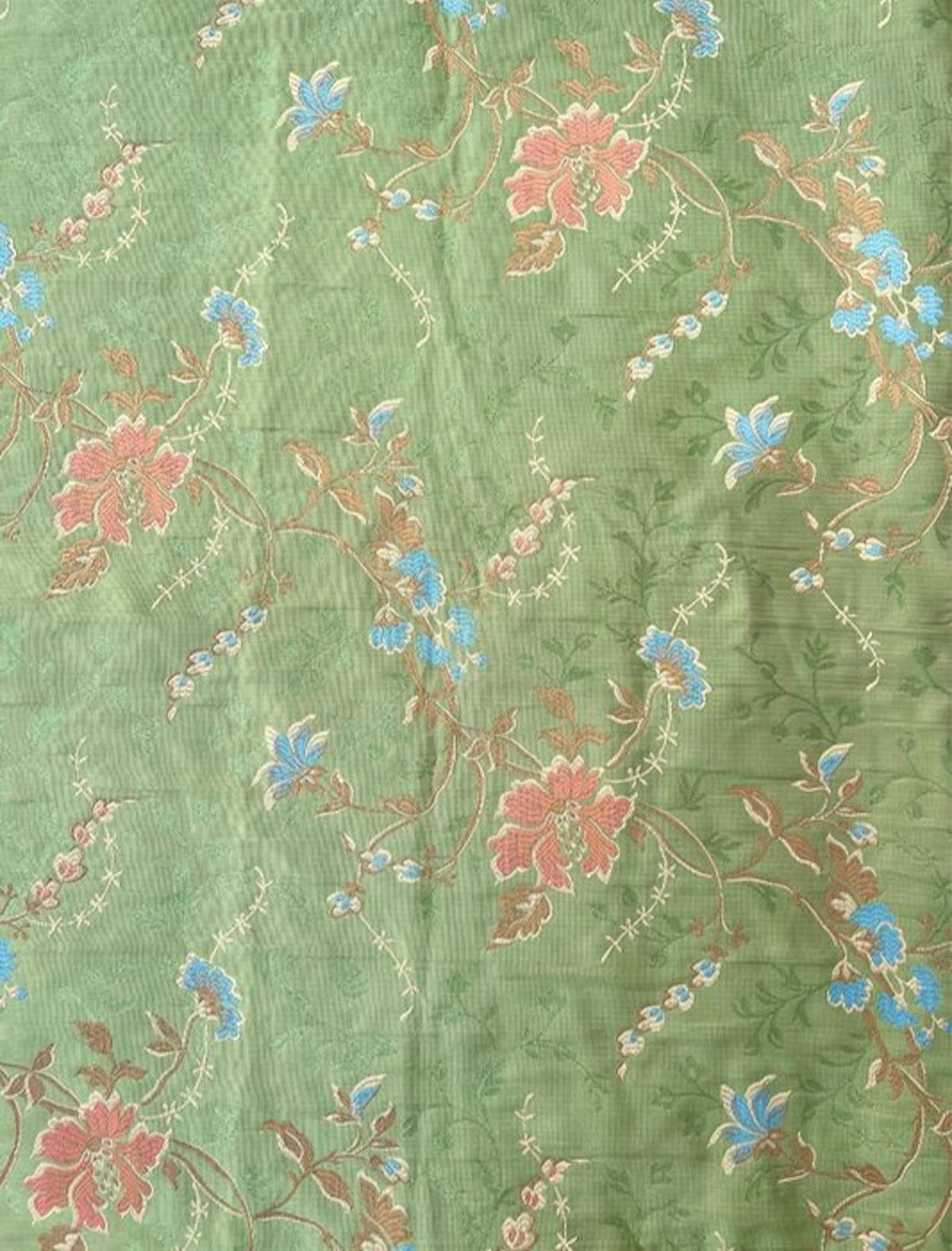 precious silk fabric San Leucio pastel green enriched by...