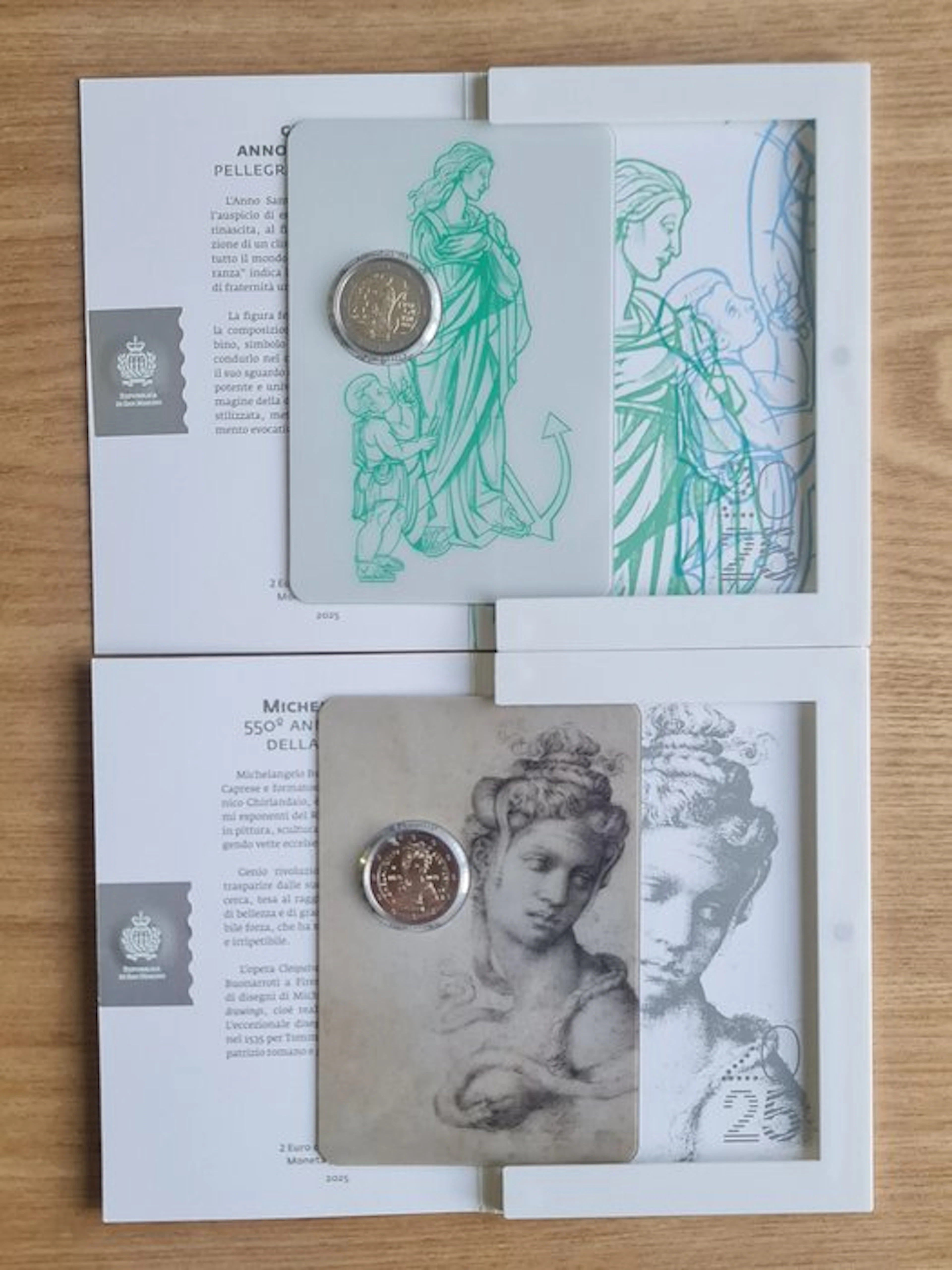 San Marino. 2 Euro 2025 "Giubileo" + "Michelangelo" (2 coins) (No