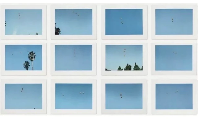 John Baldessari - Throwing three balls in the air to get a straight line