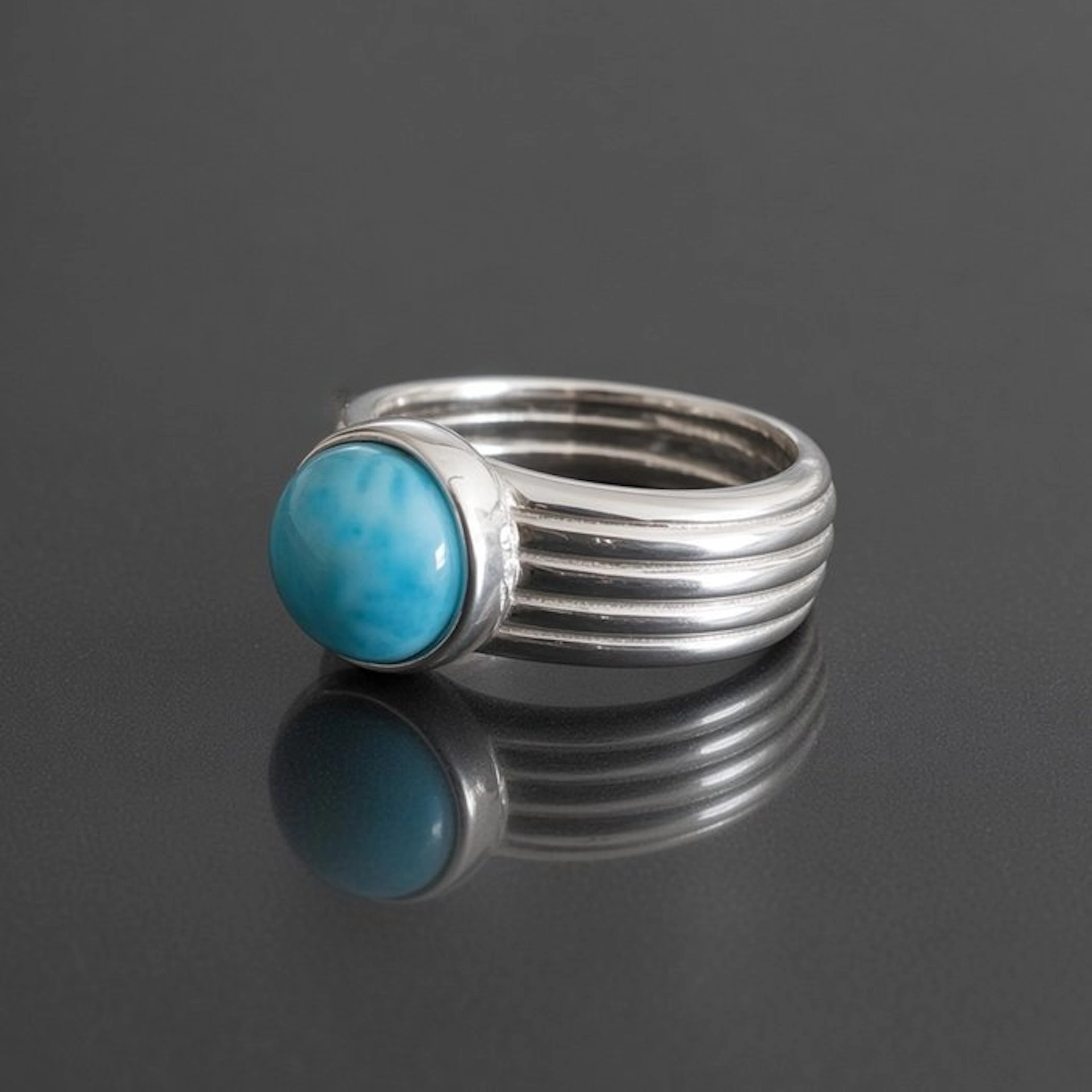 High-quality Larimar on solid 925 sterling silver