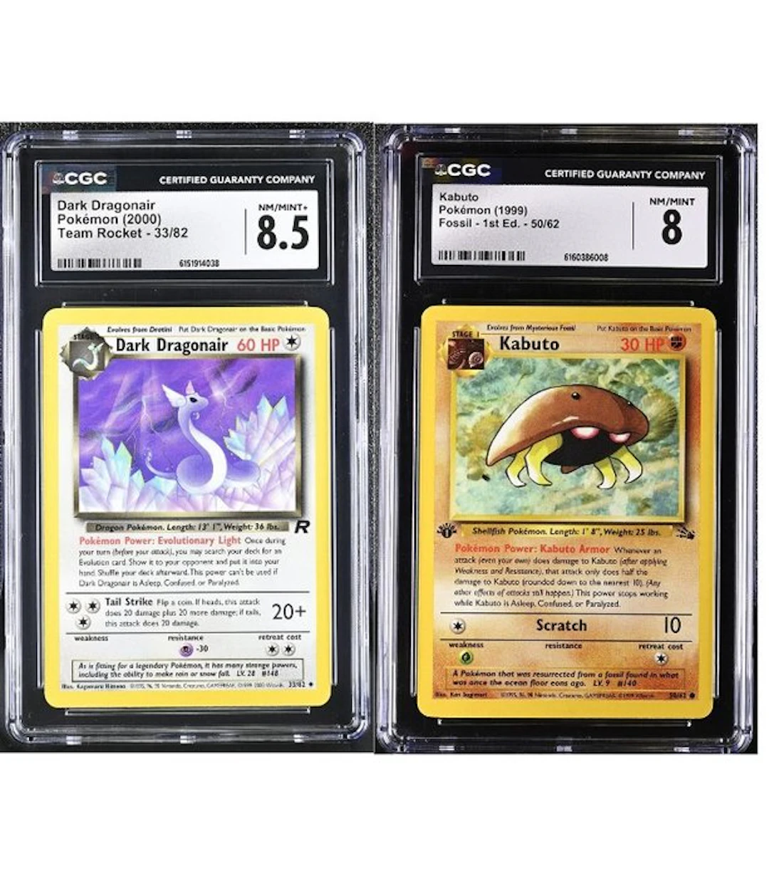 2 Graded card - Dark Dragonair / kabuto 1st ed.- Team...
