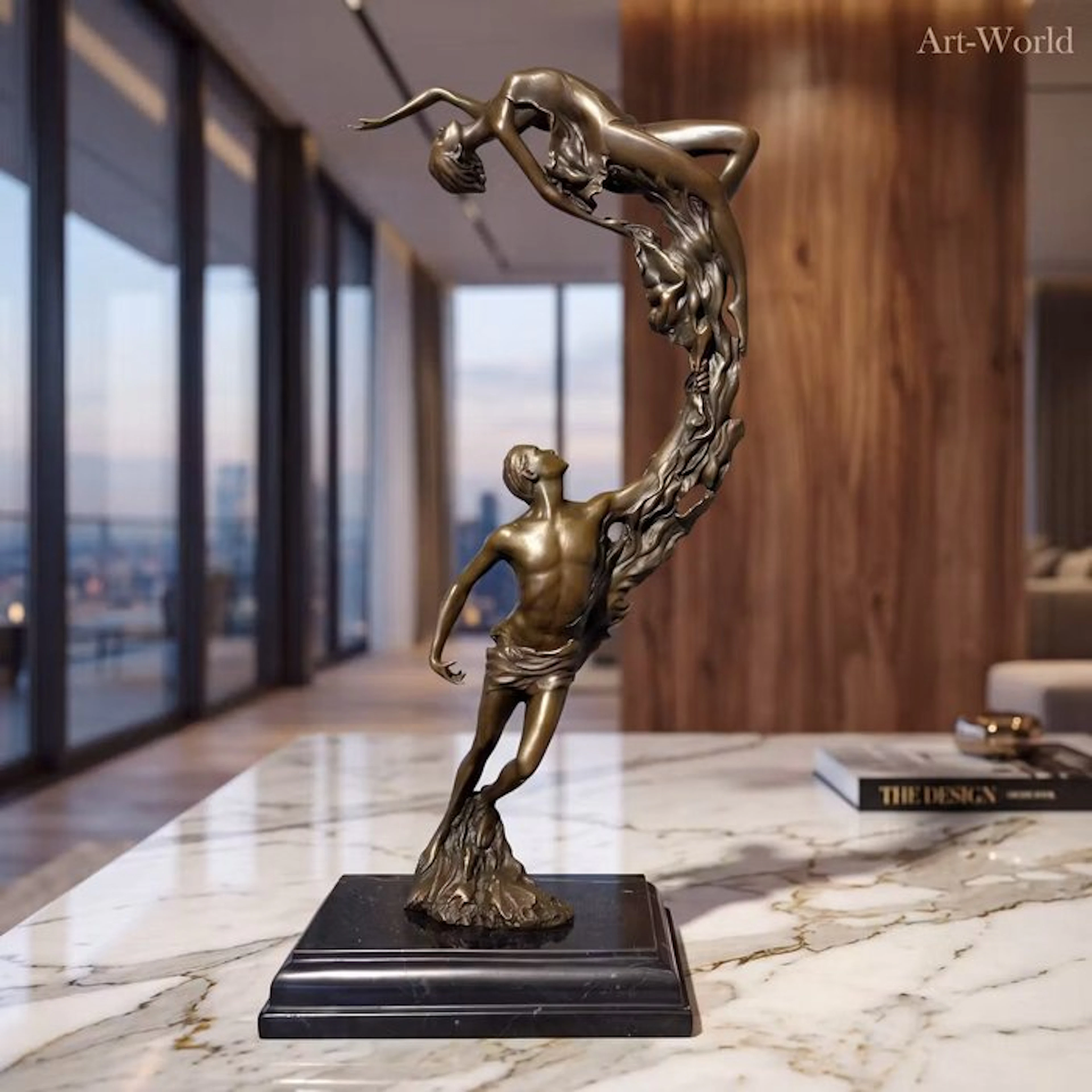 Statue, Jong koppel. Naar: Aldo Vitaleh - 36 cm - Bronze