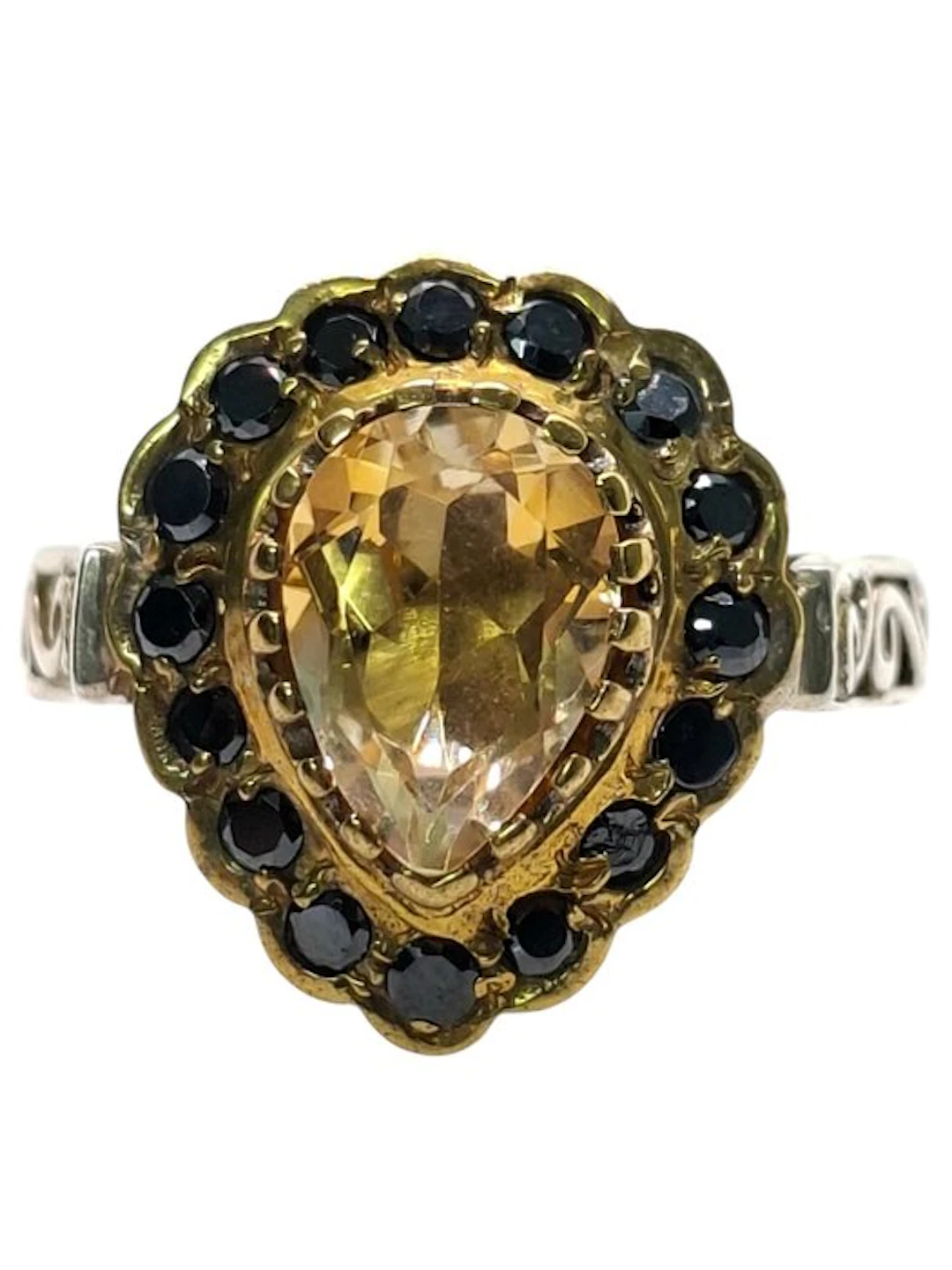 No reserve price - Ring Silver Topaz - Diamond - 18kt Yellow Gold Plated