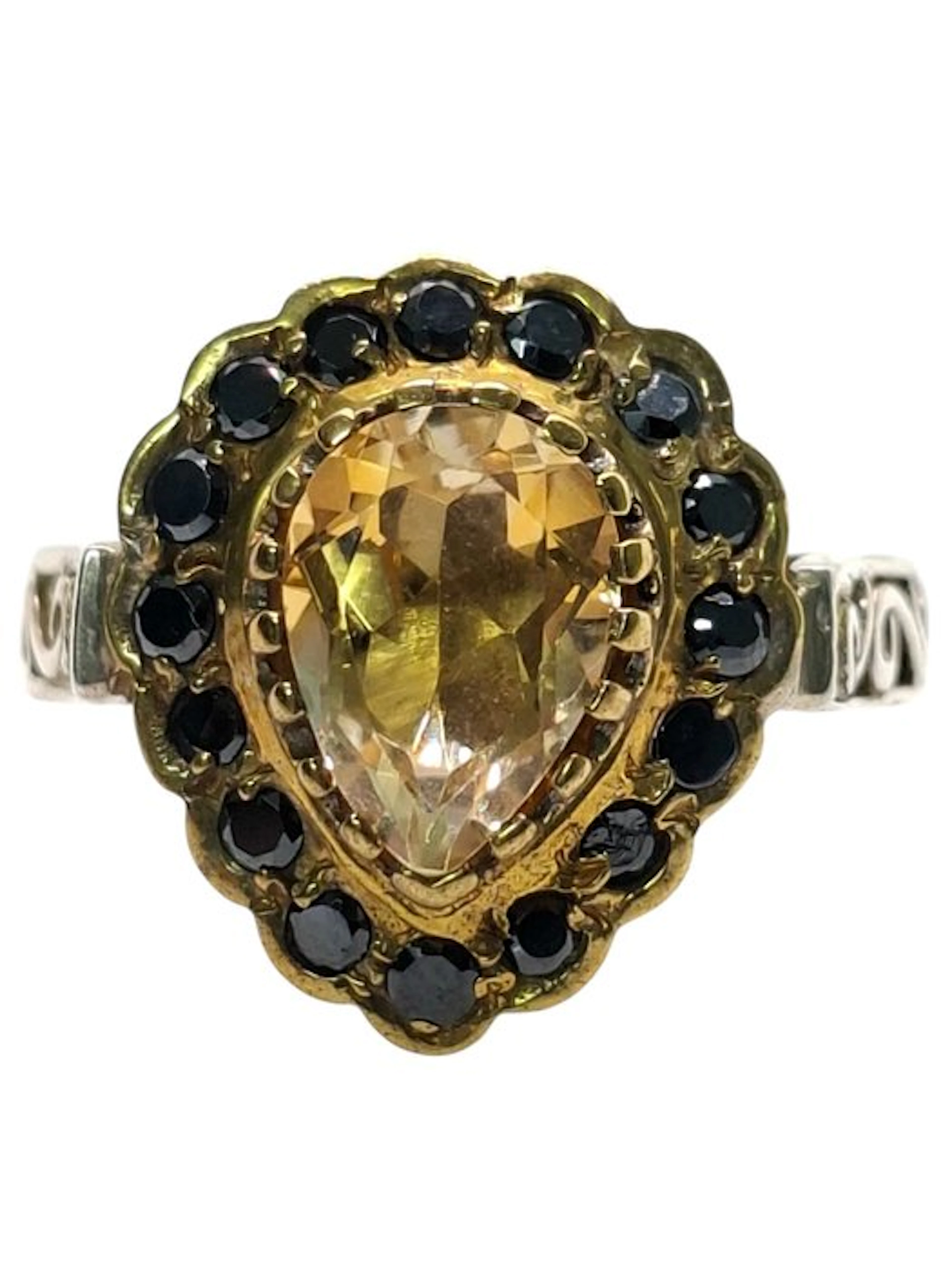 No reserve price - Ring Silver Topaz - Diamond - 18kt Yellow Gold Plated